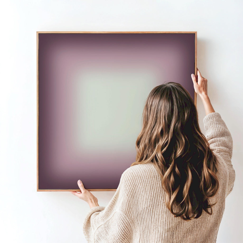 Purple Framed Wall Art, Dark Violet Gradient Print, Moody Lavender Canvas Print, Fall Art