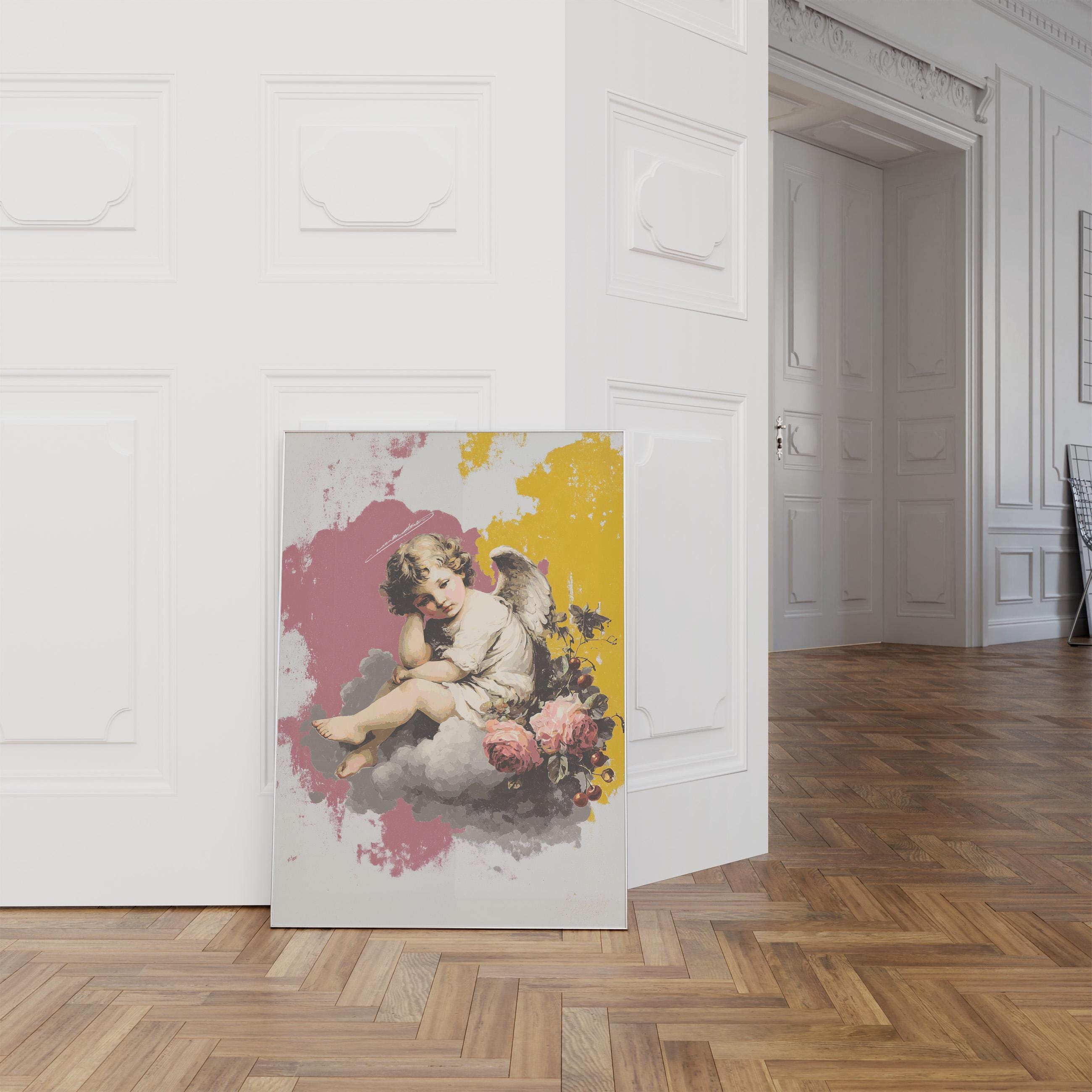 Faith Angel Wall Art Print, Vintage Cherub Printable, Christian Wall Decor, Heavenly Aesthetic