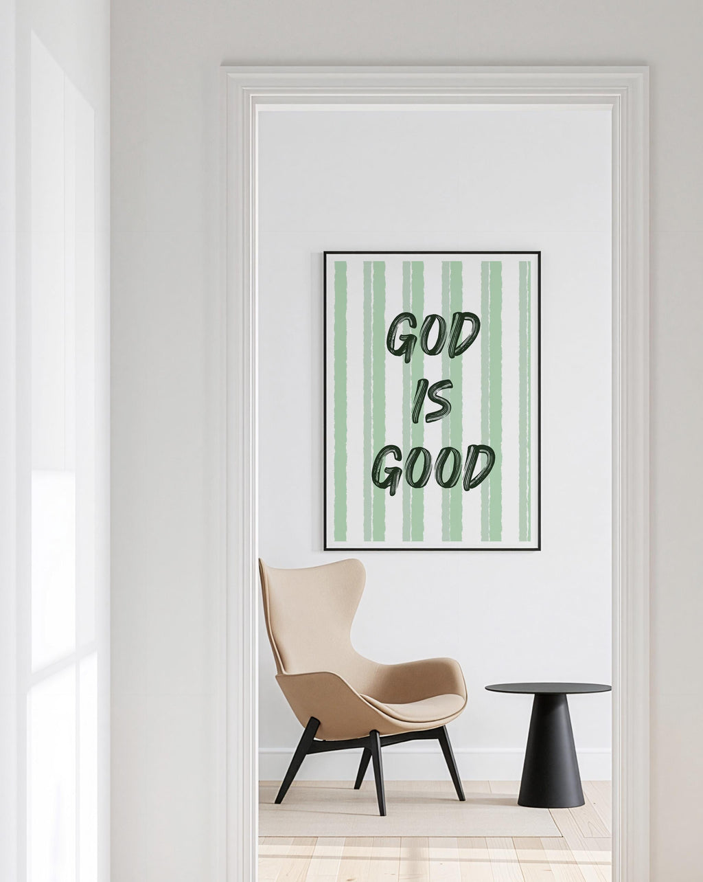 God Is Good Print, Christian Wall Art, Sage Green Faith Poster