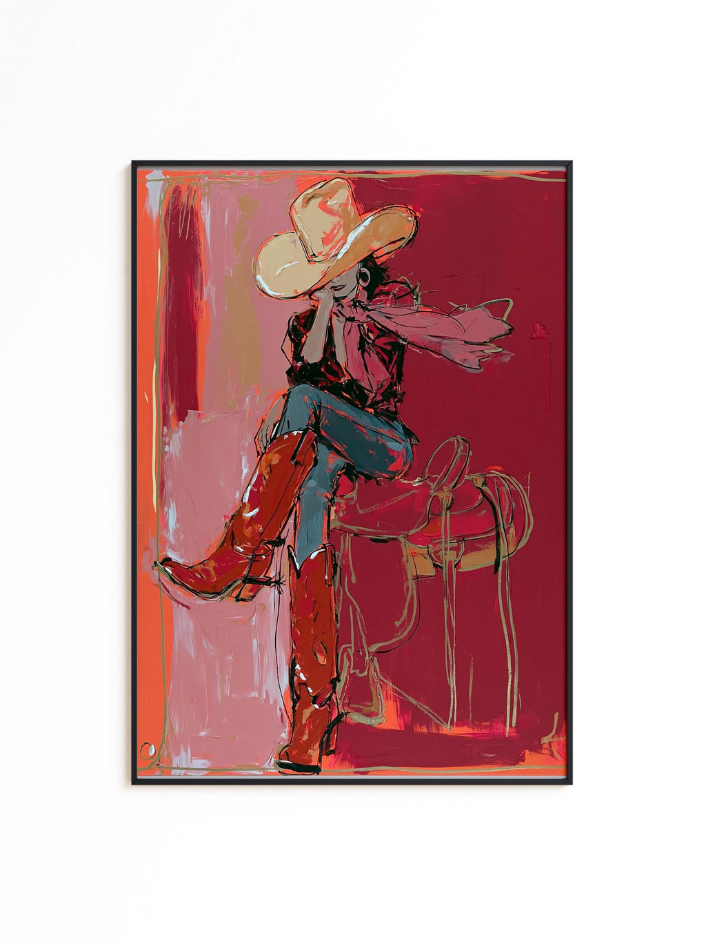 Cowgirl Wall Art, Western Art Print, Pink Rodeo Poster, Cowboy Boots Decor, Digital Download