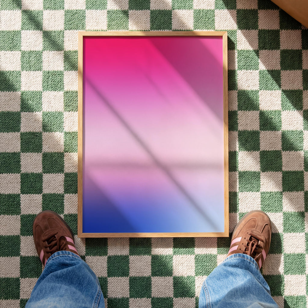 Pink Blue Gradient Wall Art, Minimalist Abstract Print, Modern Bedroom Decor