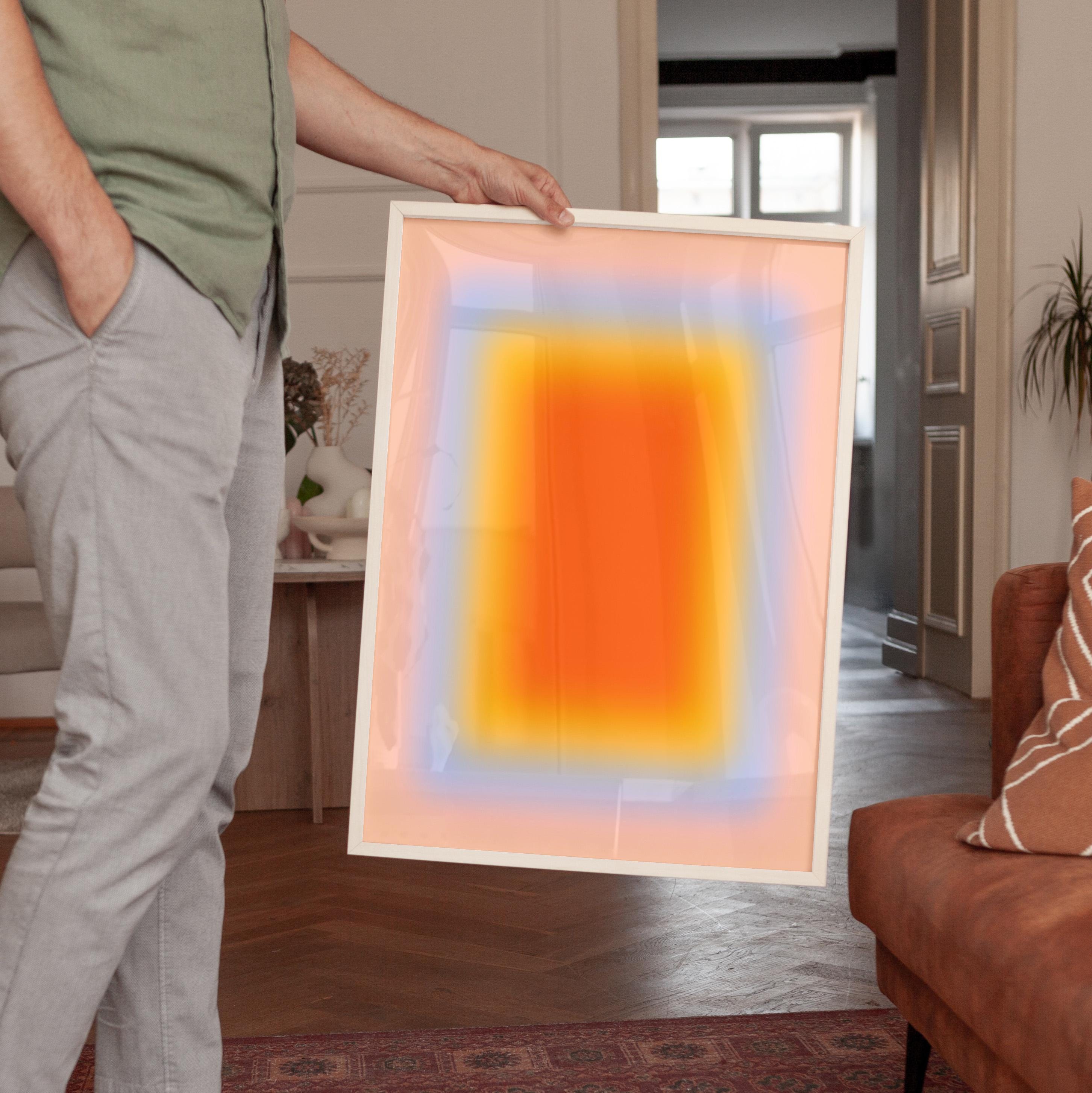 Sunset Wall Art Print, Orange Yellow Gradient, Soft Abstract Room Decor