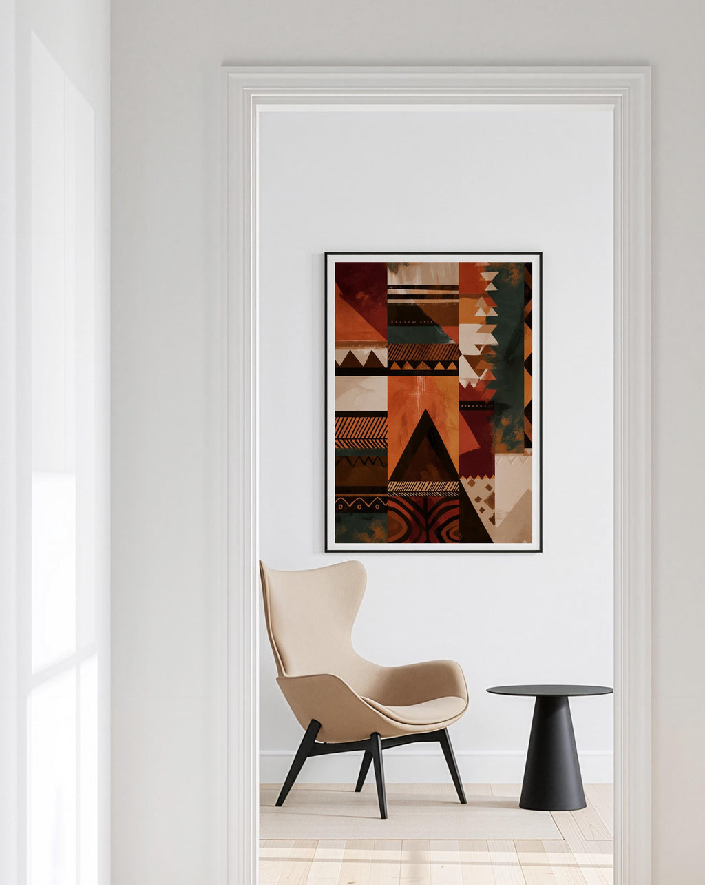 Afrocentric Wall Art Print, African Pattern Poster, Tribal Geometric Decor