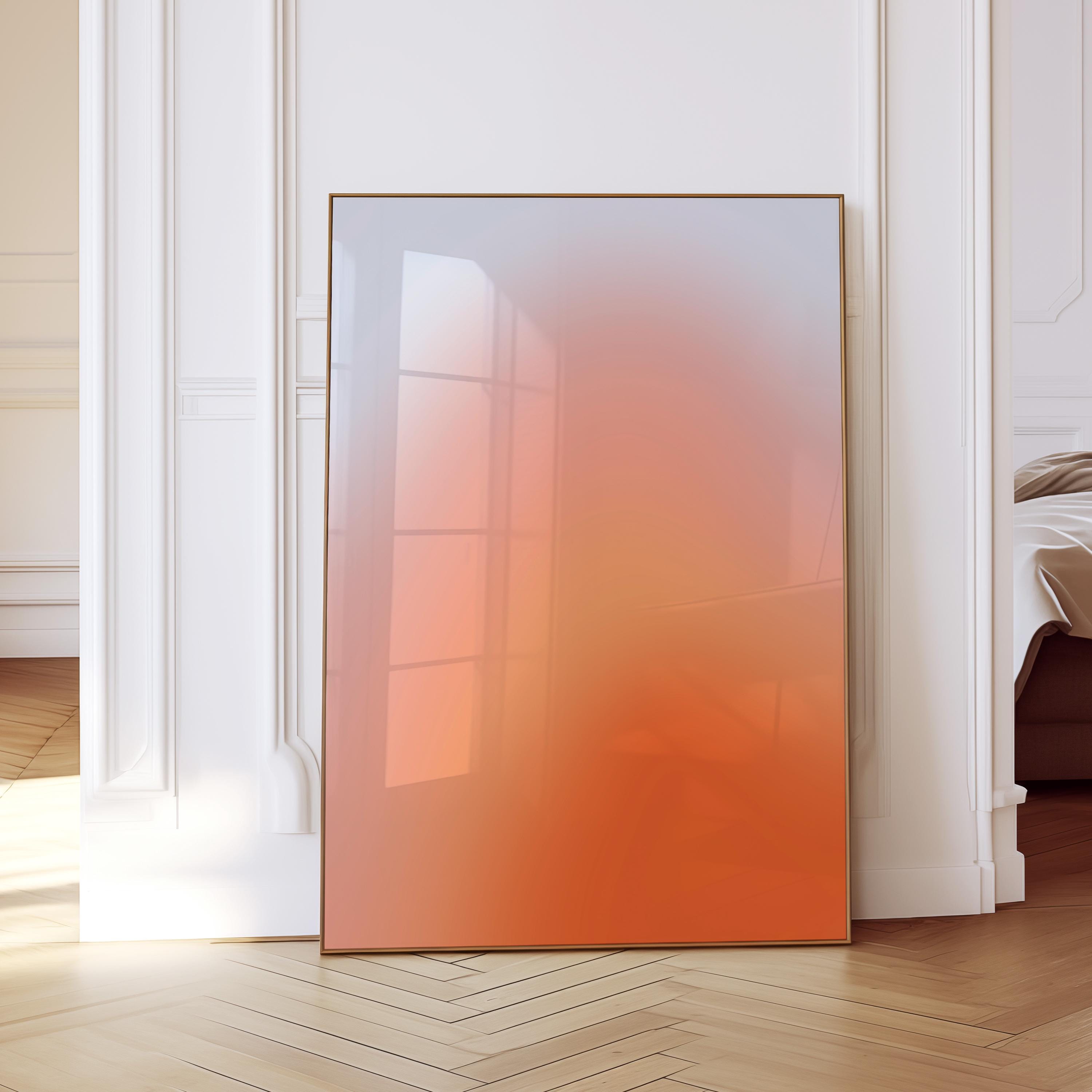 Lilac Peach Sunset Gradient Wall Art, Aura Glow Poster, Dreamy Minimal Abstract Print