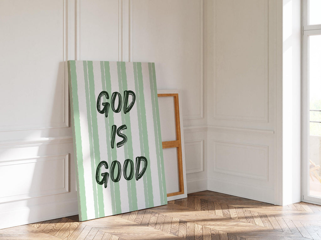 God Is Good Print, Christian Wall Art, Sage Green Faith Poster