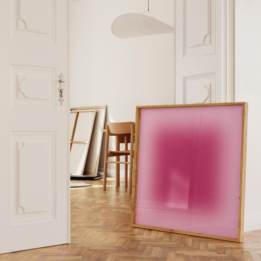 Pink Abstract Wall Art, Minimalist Magenta Ombre Canvas Home Decor, Large Canvas Art