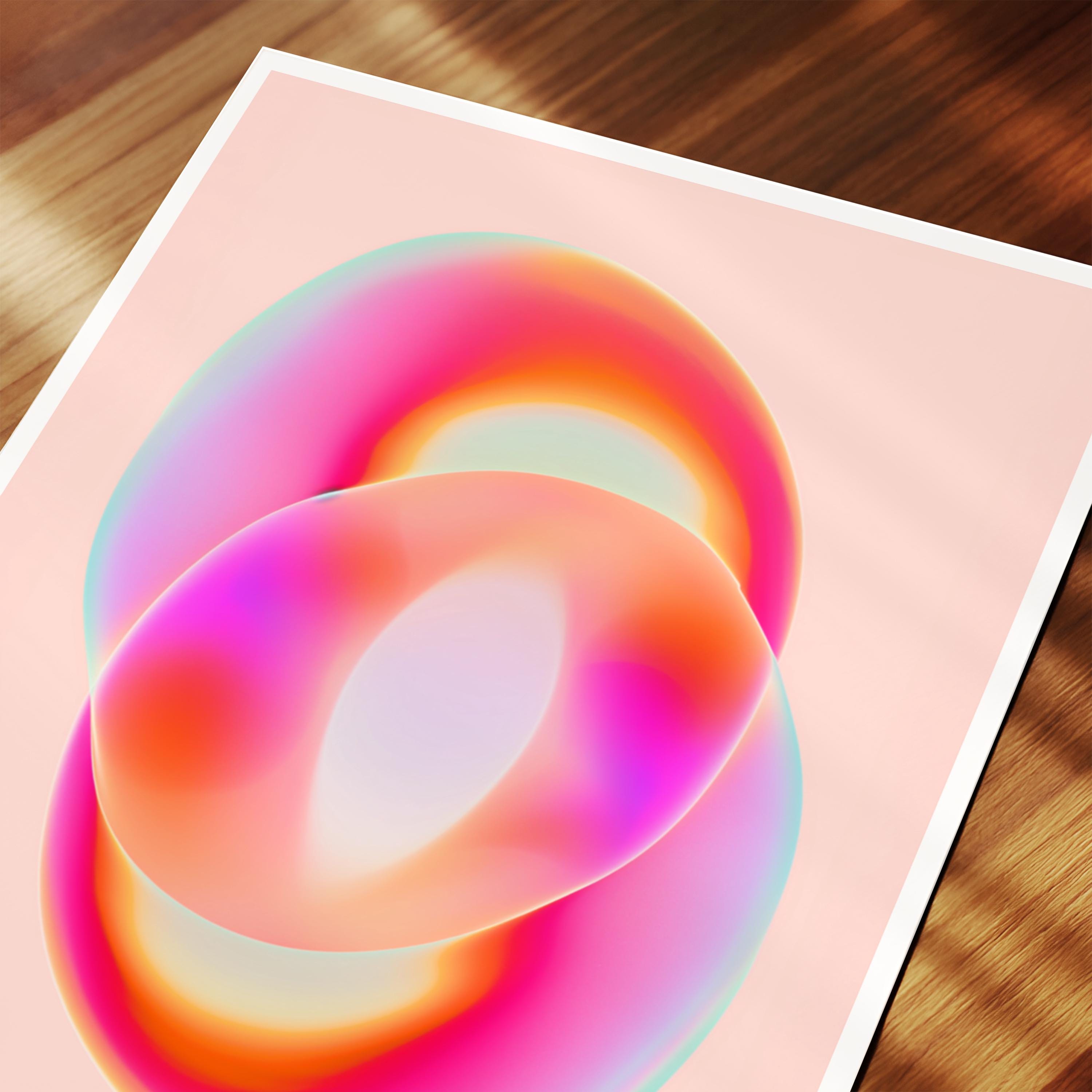 Pink Abstract Art Print, Colorful Gradient Wall Decor, Modern Aura Poster