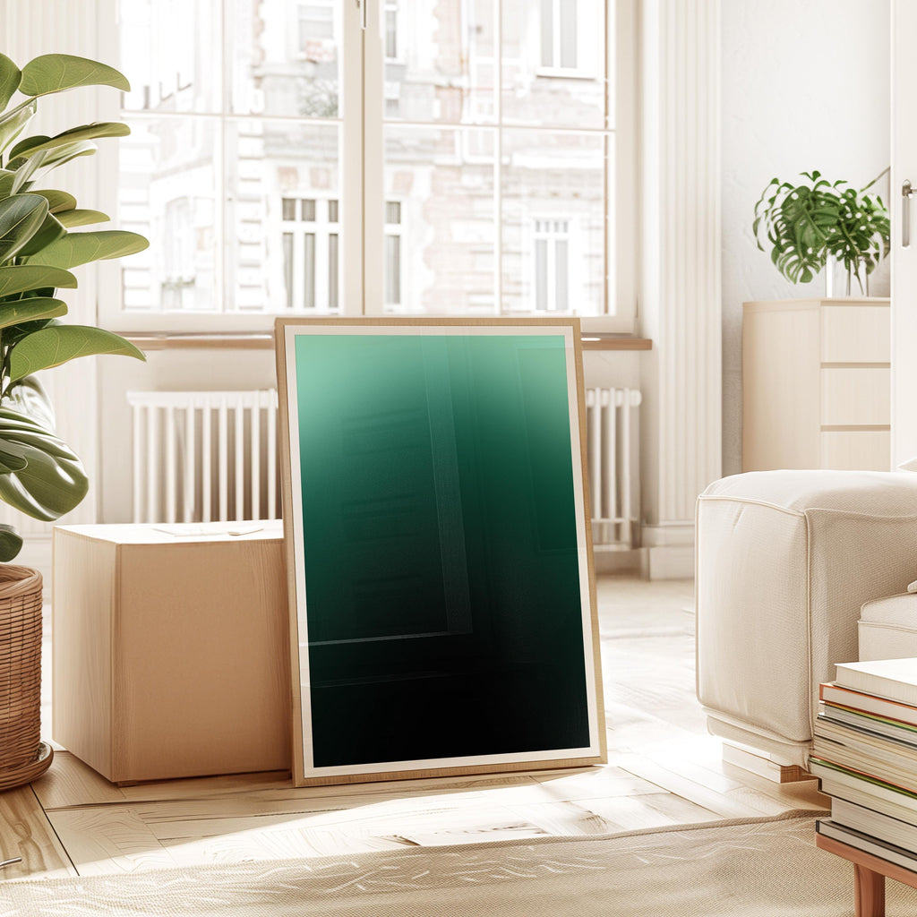 Green Gradient Abstract Art Print, Modern Ombre Poster