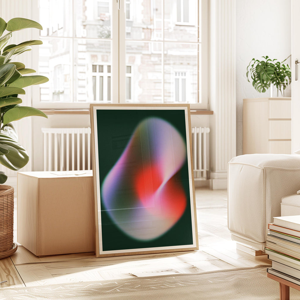 Abstract Blob Art Print, Modern Gradient Poster, Red Green Contemporary Wall Decor
