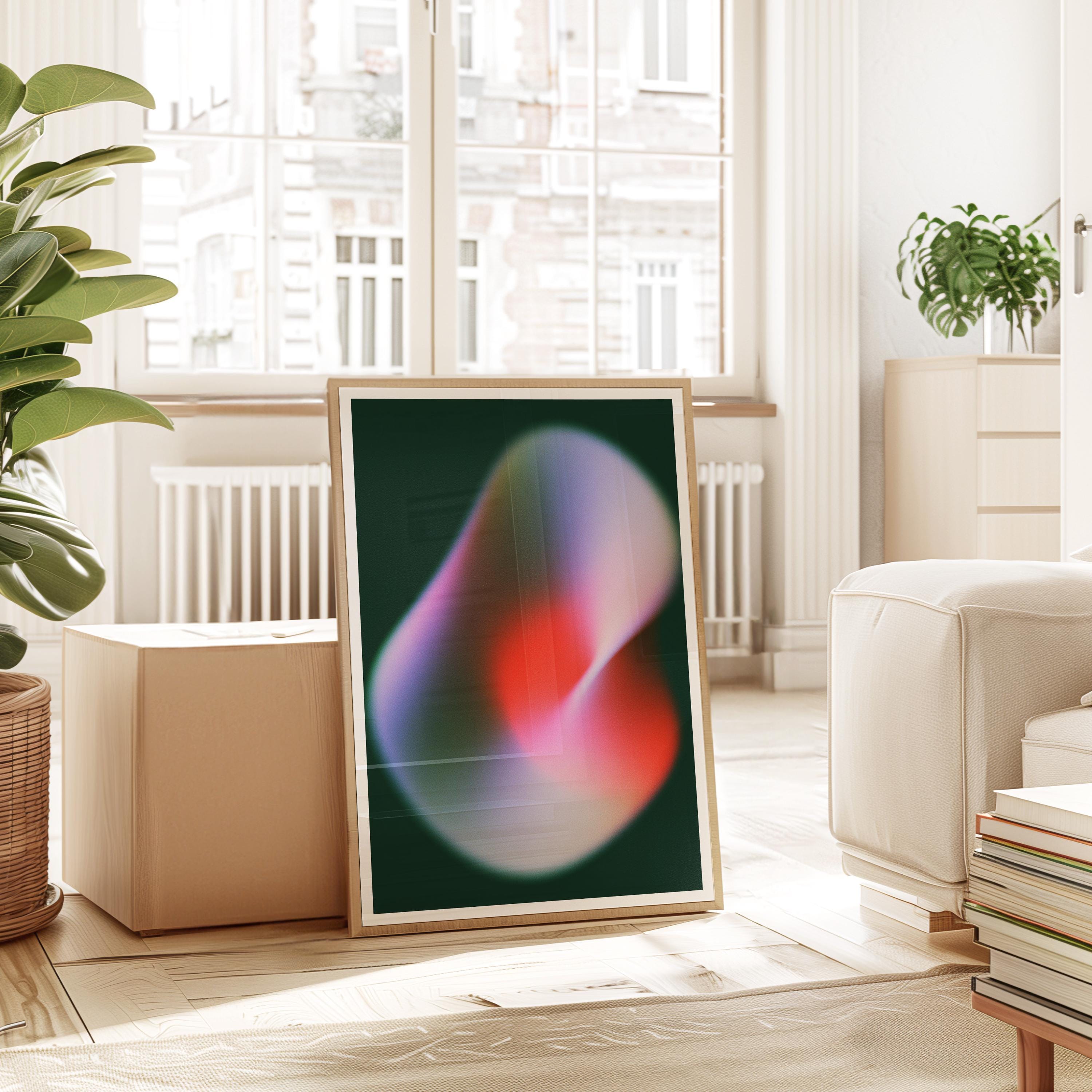 Abstract Blob Art Print, Modern Gradient Poster, Red Green Contemporary Wall Decor