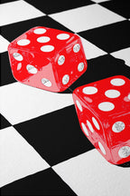 Funky Dice Wall Art, Retro Checkerboard Print, Red Pop Art Poster, Digital Download