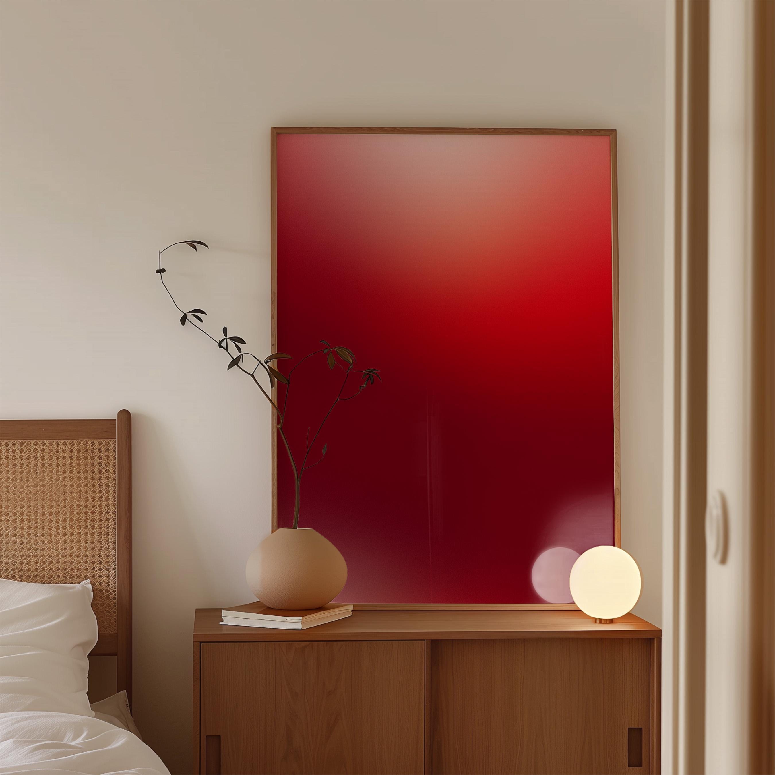 Red Wall Art Printable, Minimalist Abstract Poster, Bold Color Field Print