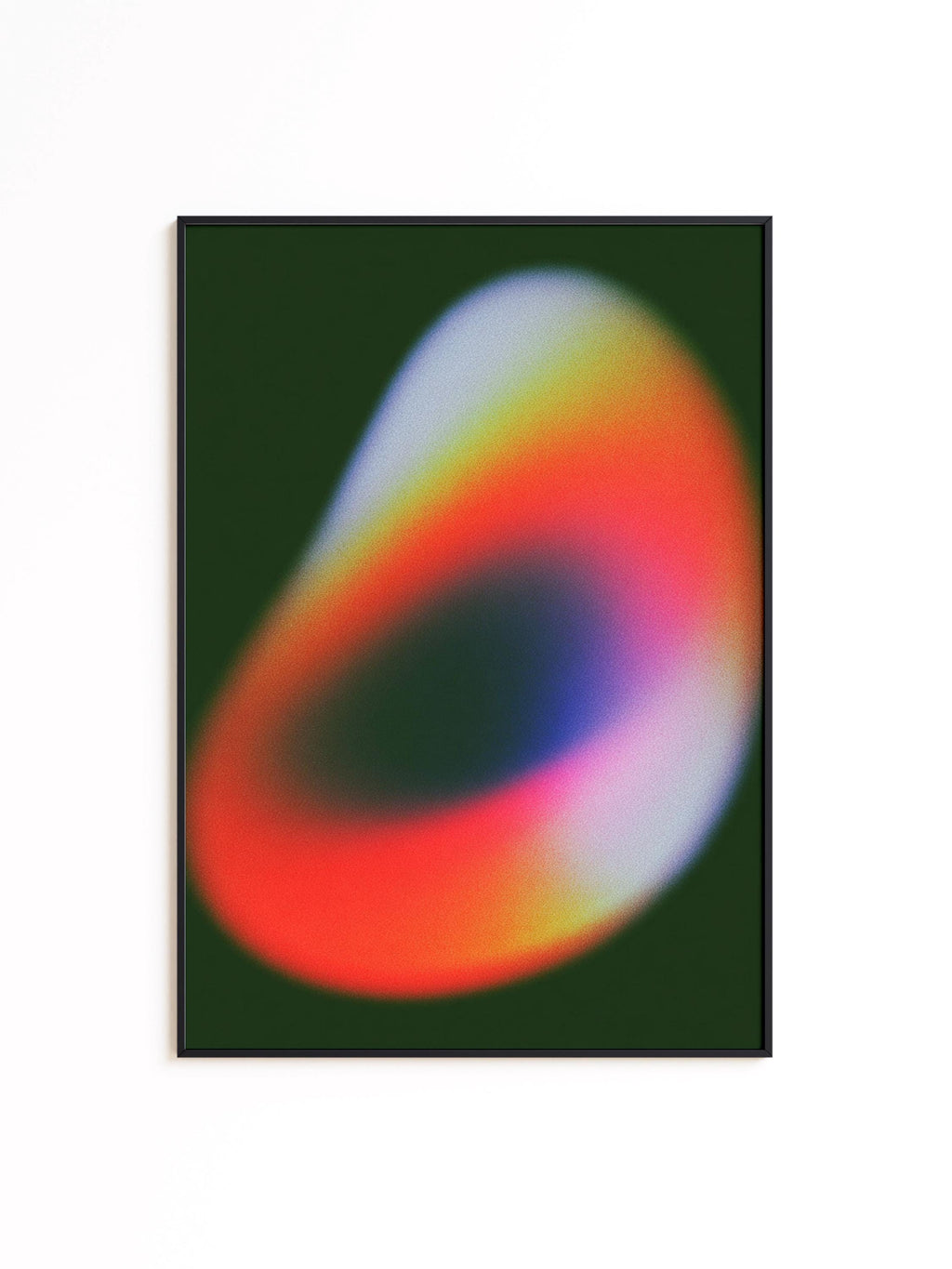 Colorful Abstract Gradient Art Print, Modern Neon Shape Poster, Dark Green Decor