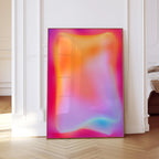 Neon Gradient Abstract Wall Art Printable, Glow Liquid Shape Poster, Vaporwave Aesthetic Futuristic Color Art