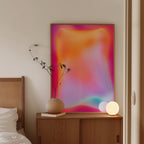 Neon Gradient Abstract Wall Art Printable, Glow Liquid Shape Poster, Vaporwave Aesthetic Futuristic Color Art