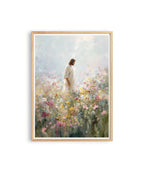 Jesus in Wildflower Field Print, Christian Wall Art, Faith Inspired Floral Painting, Bible Decor Printable Wall Art