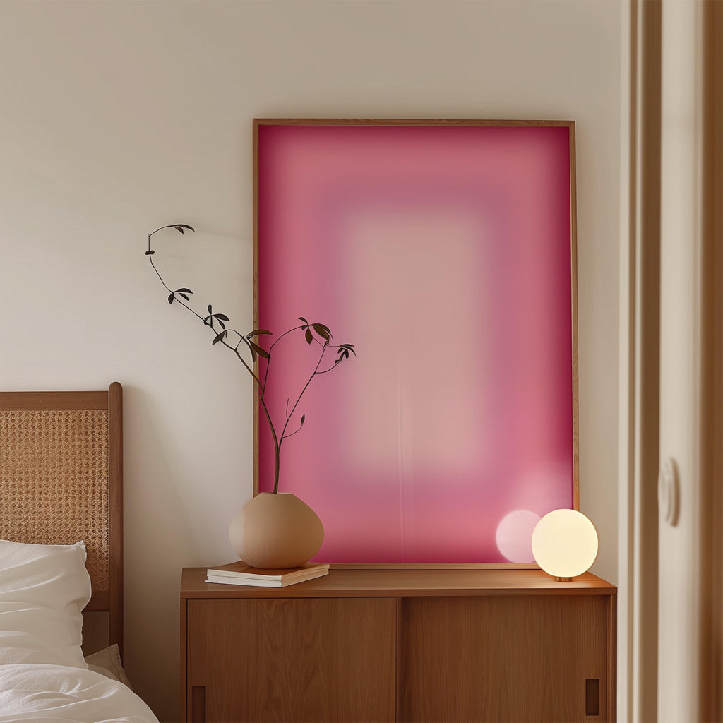 Pink Gradient Abstract Wall Art, Blush Ombre Minimalist Poster