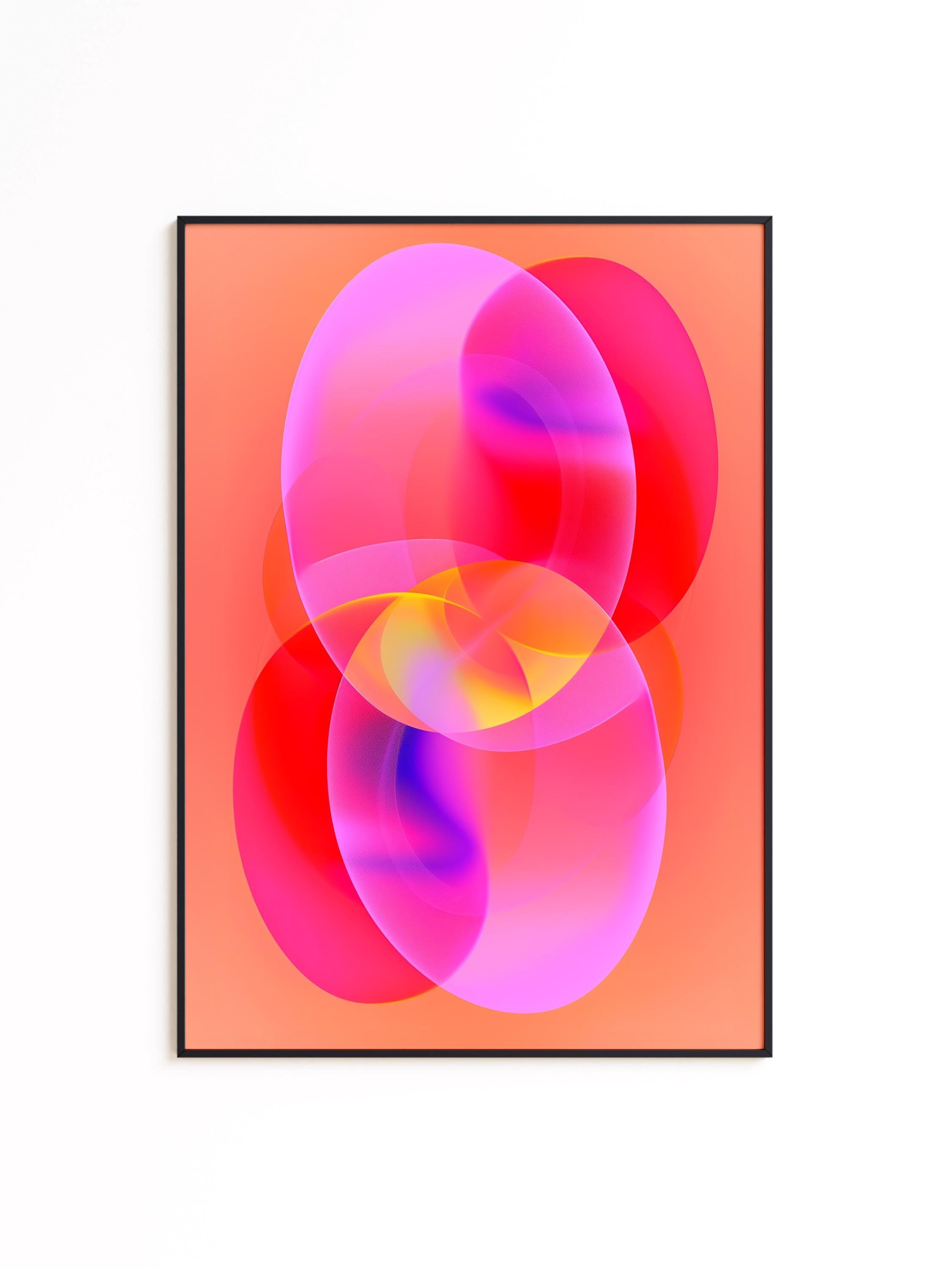 Pink Coral Abstract Print, Gradient Overlap Wall Art, Modern Colorful Minimal Decor, Contemporary Poster
