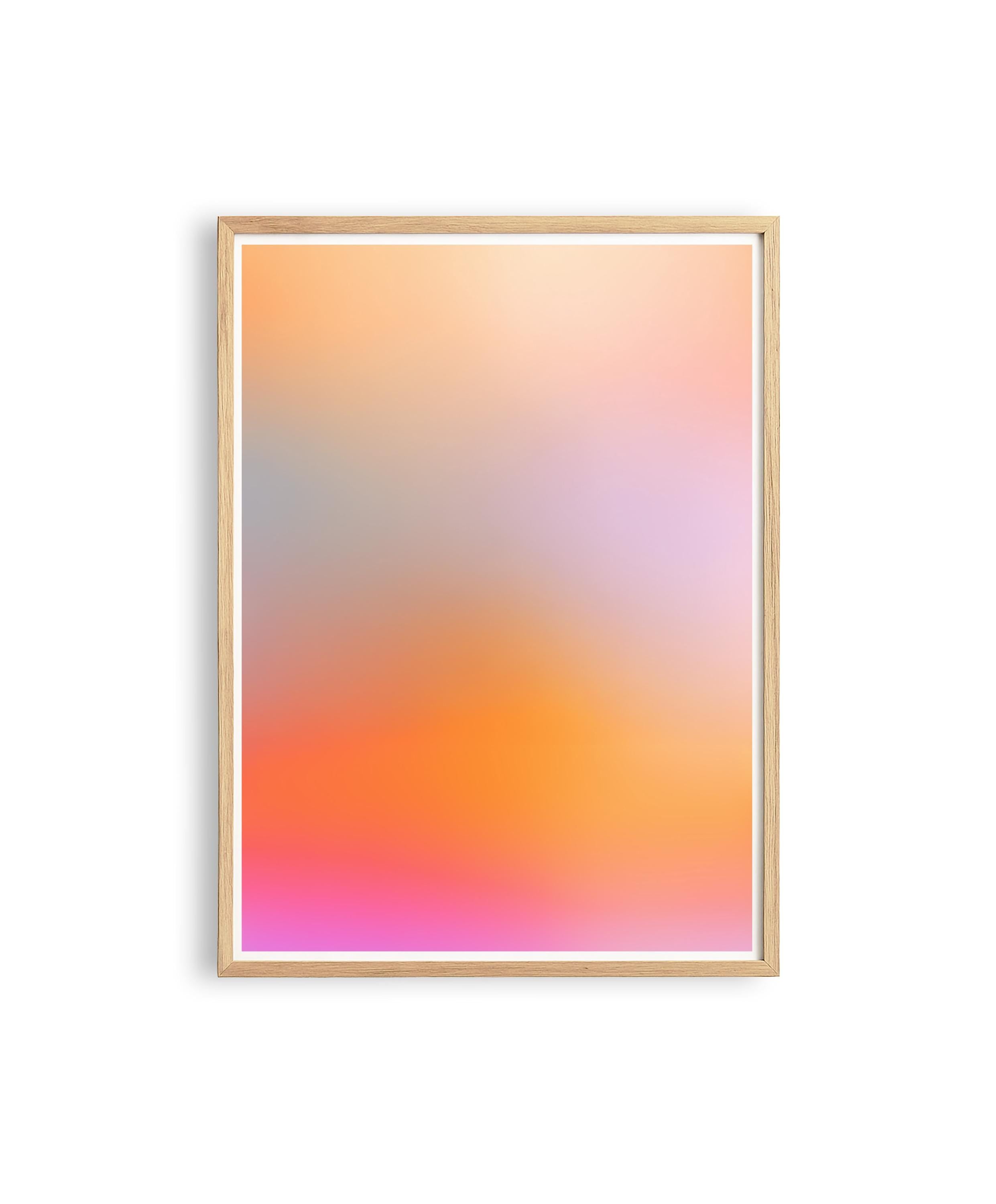 Orange Gradient Art Print, Peach Pink Abstract Poster, Modern Wall Decor