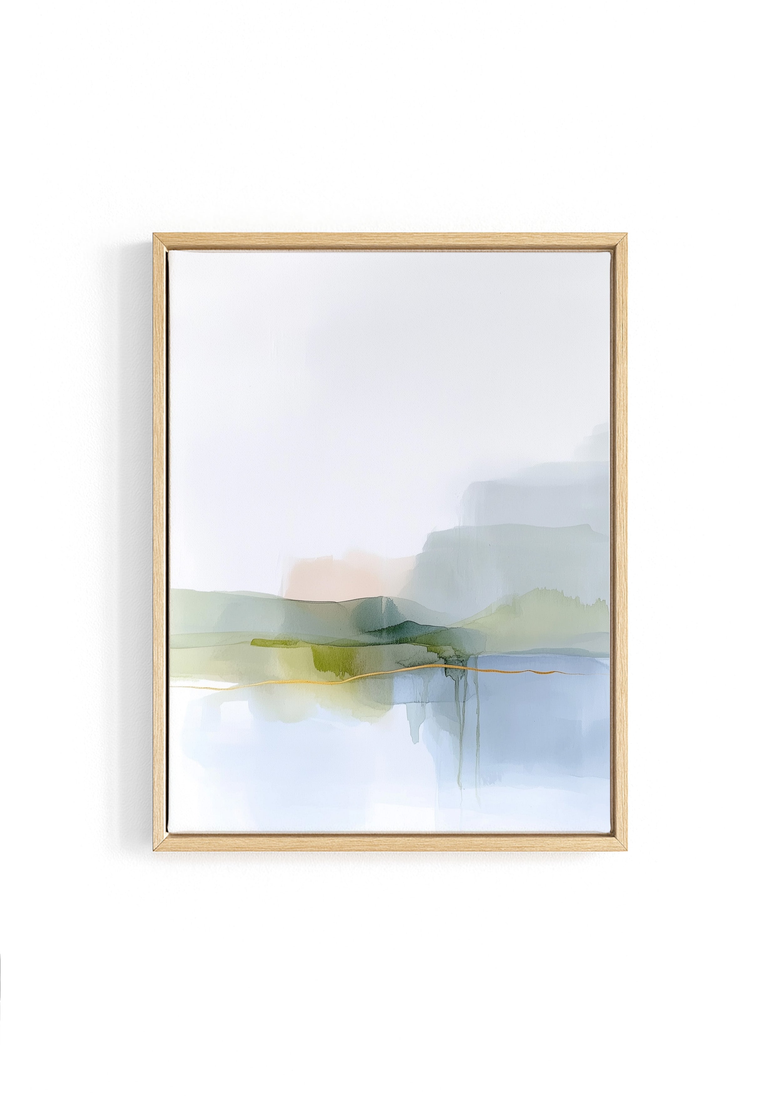 minimal watercolor-style horizon artwork with calm nature atmosphere