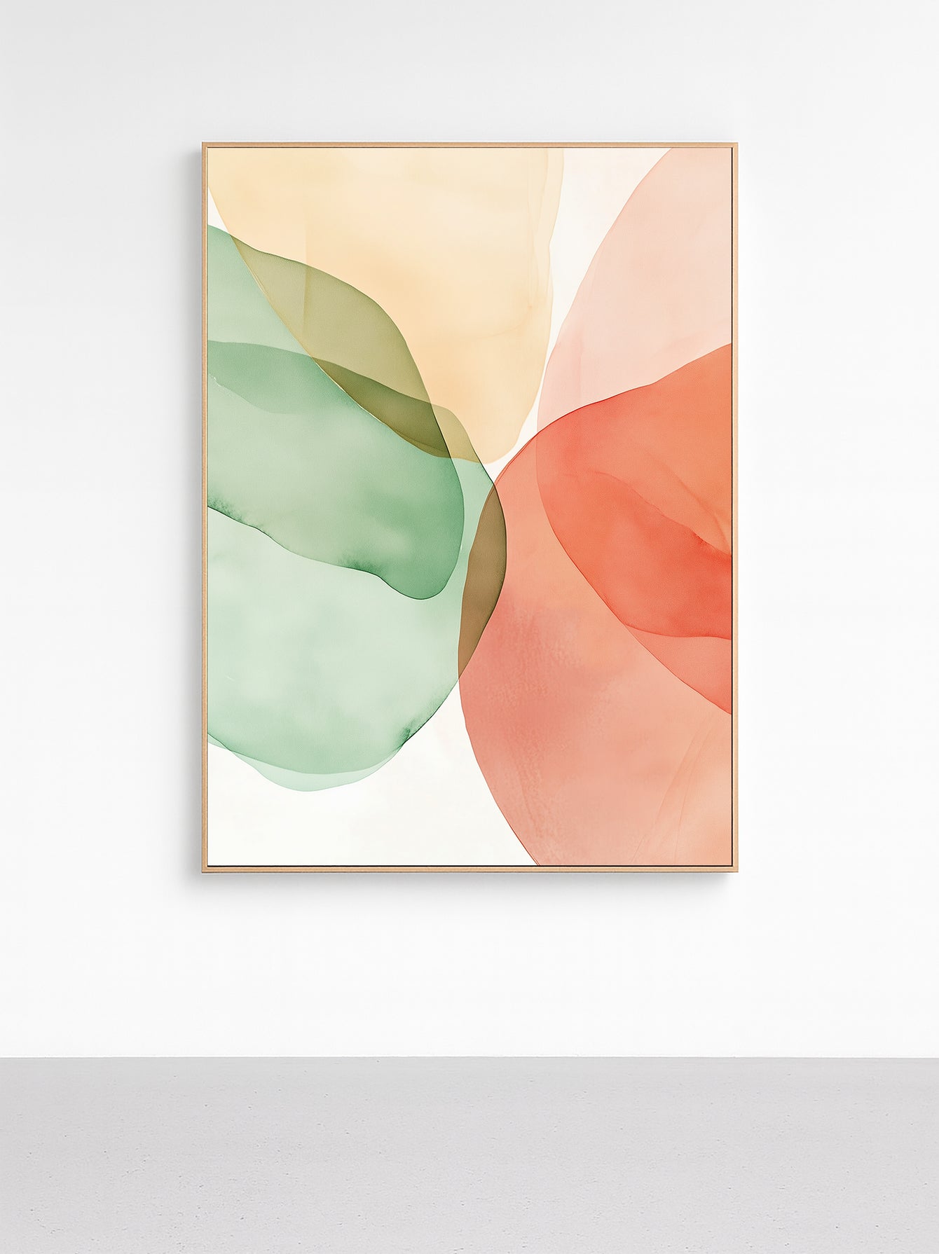 Golden Mist Abstract - Framed Canvas