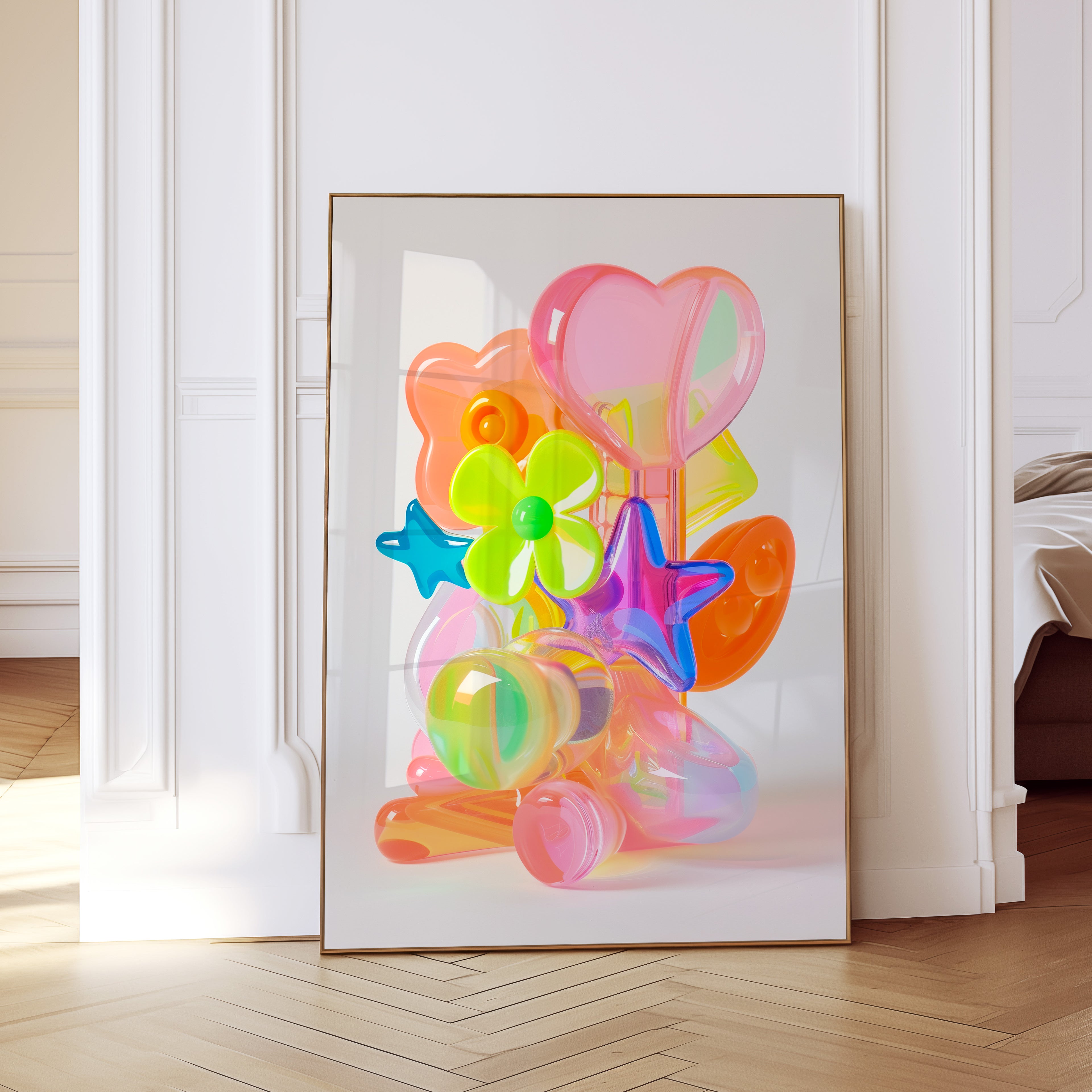 Glossy Heart Toy Art Print for Colorful Modern Decor