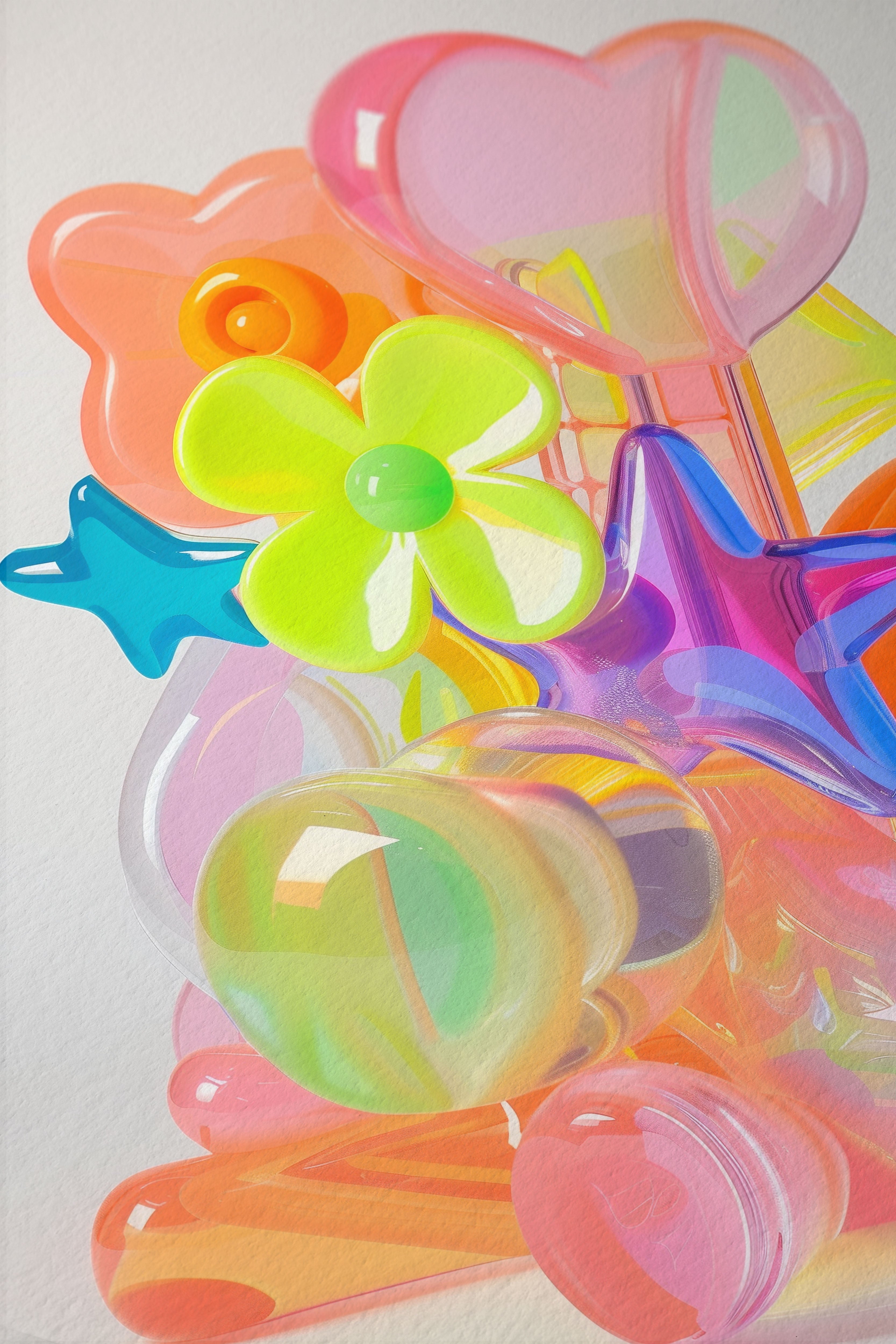 Glossy Heart Toy Art Print for Colorful Modern Decor