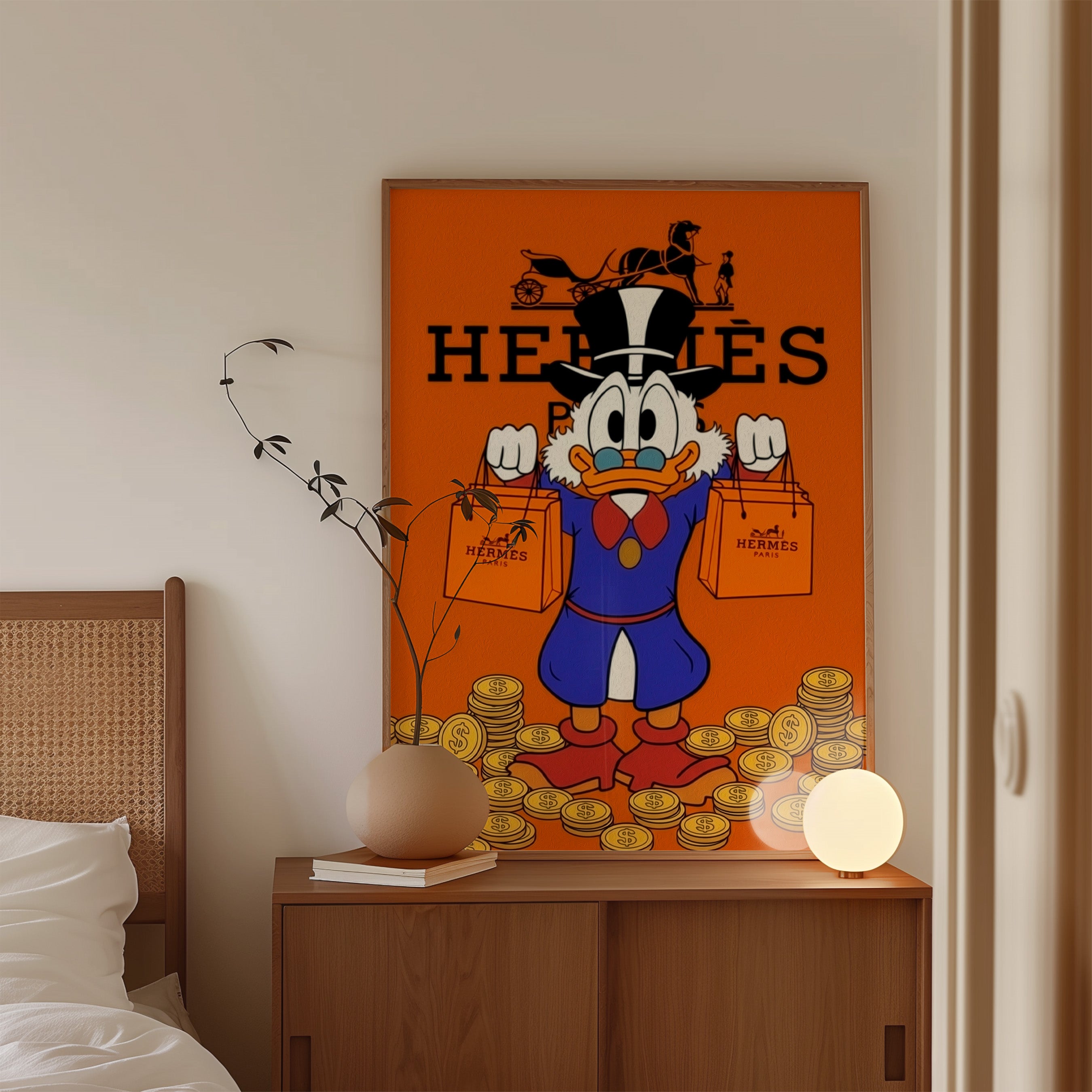 Hermes Cartoon Duck Wall Art