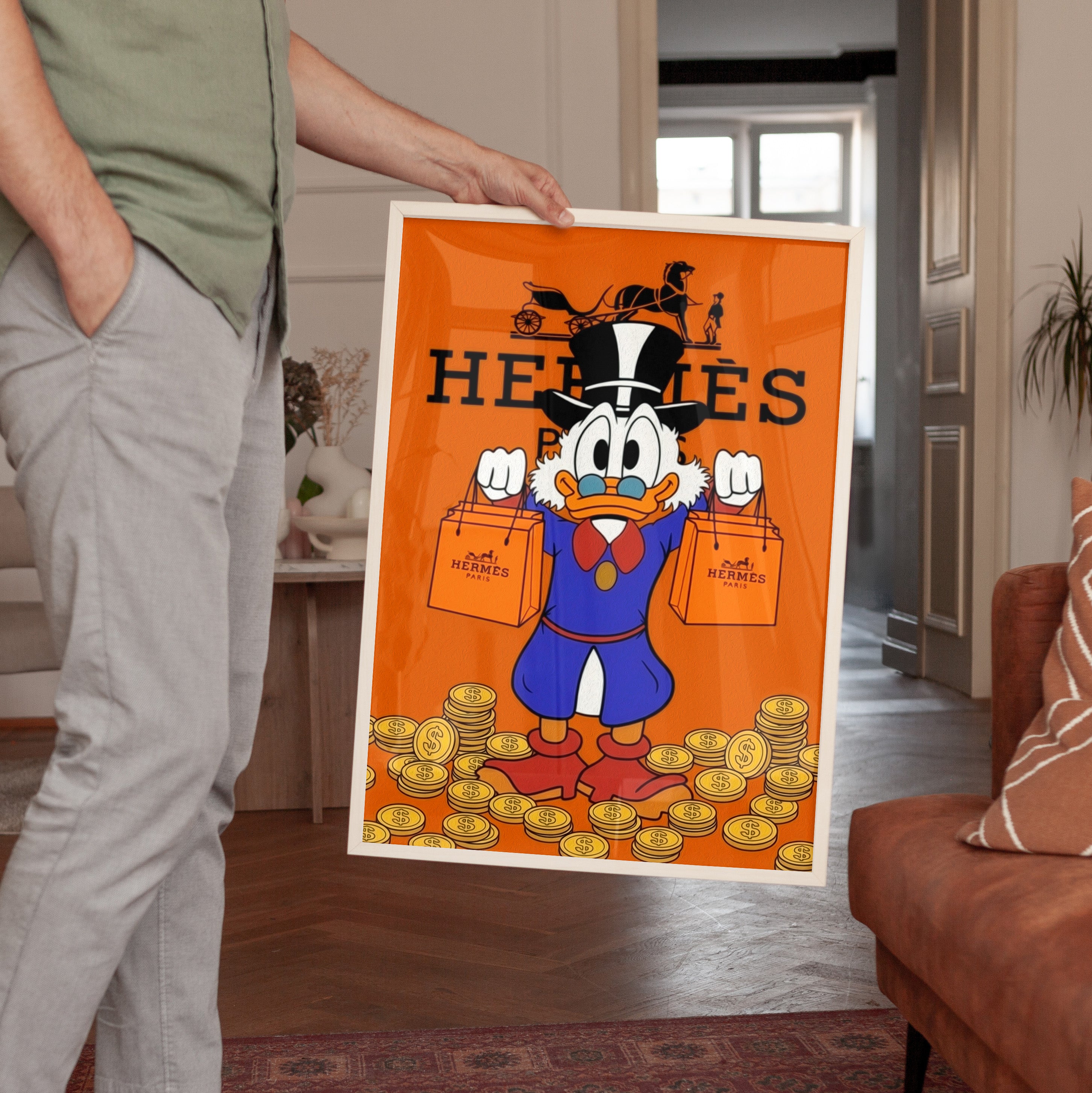 Hermes Cartoon Duck Wall Art