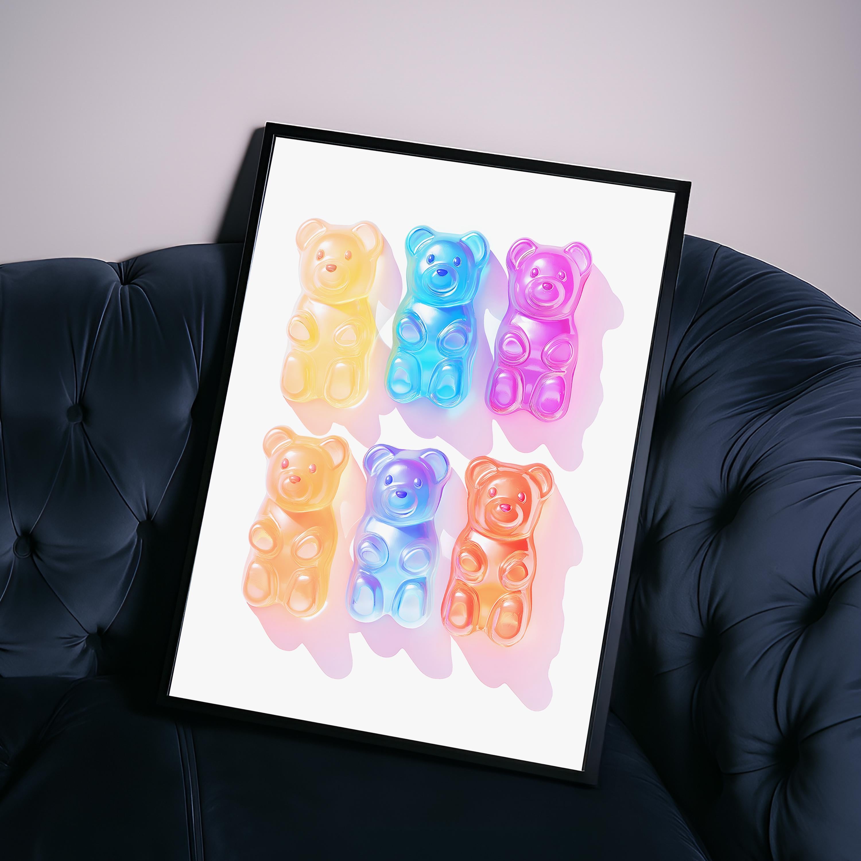 Colorful Gummy Bear Wall Art Print for Modern Pop Art Decor