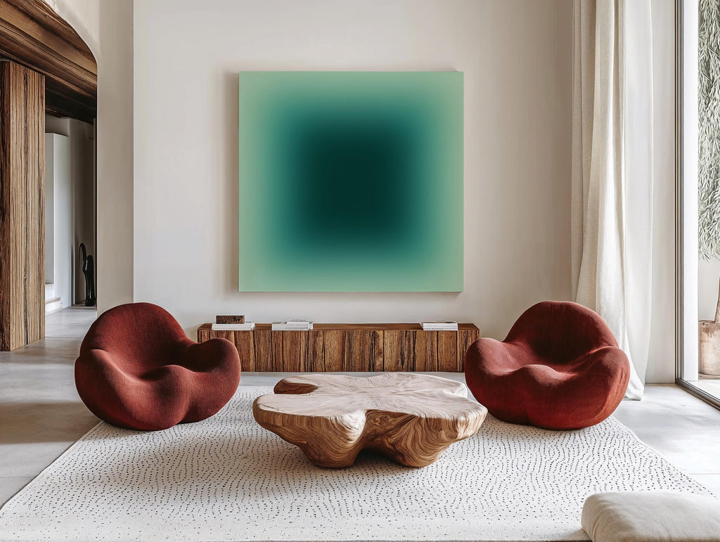 Mint Green Gradient Abstract Art Print for Calm Modern Decor