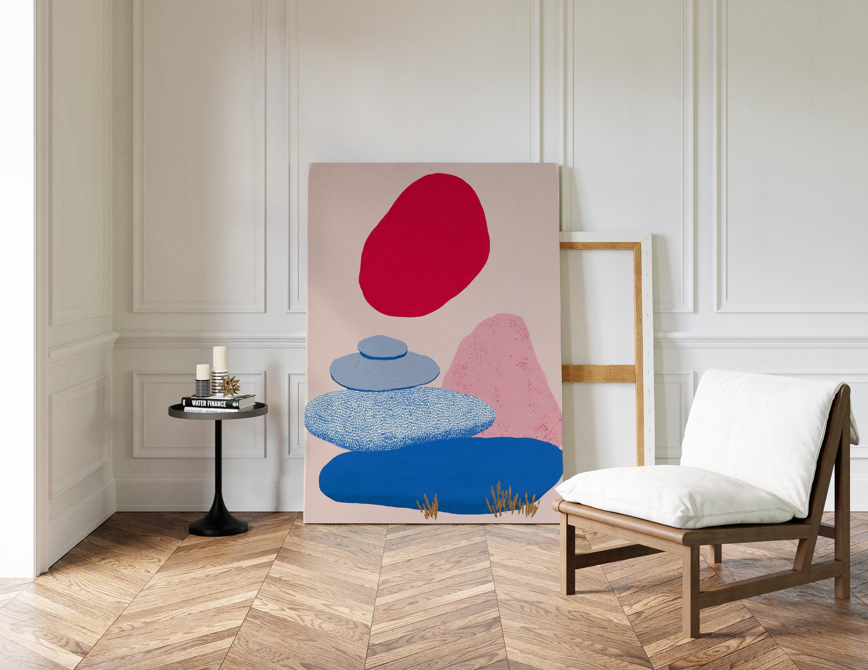 Red Sky Cloud Abstract Art Print - Modern Minimalist Decor