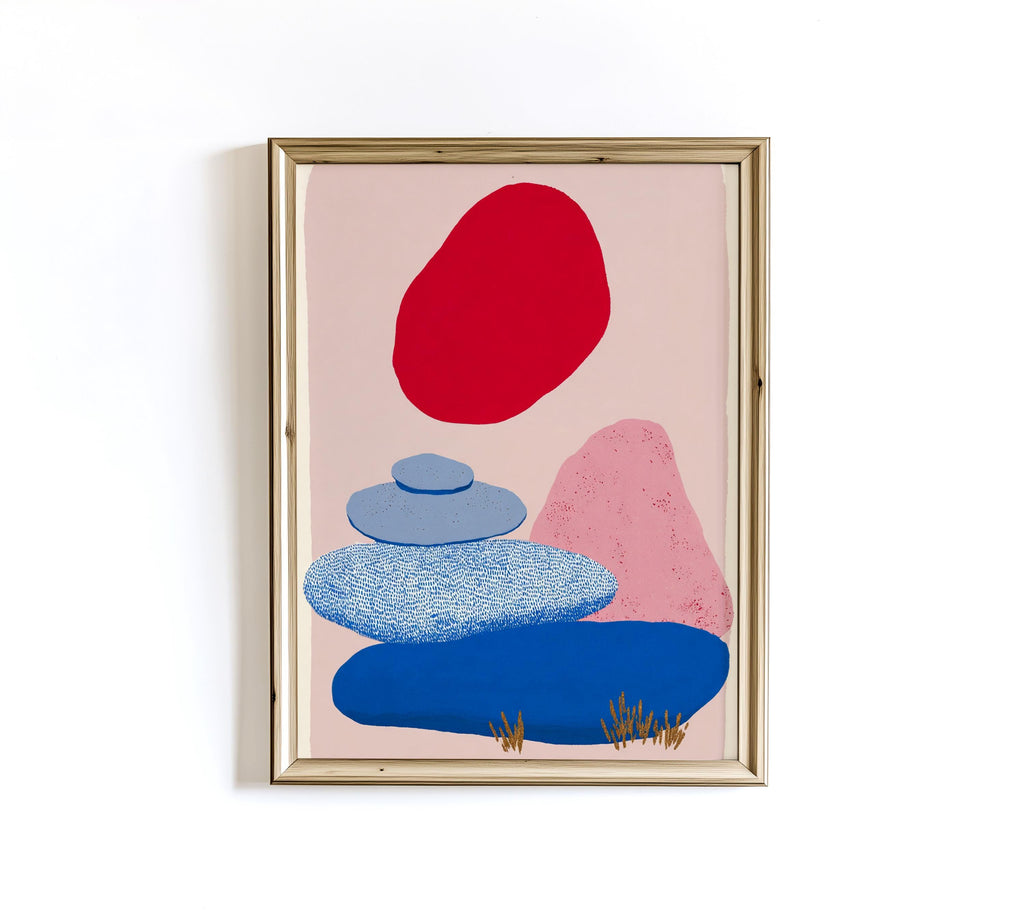 Red Sky Cloud Abstract Art Print - Modern Minimalist Decor