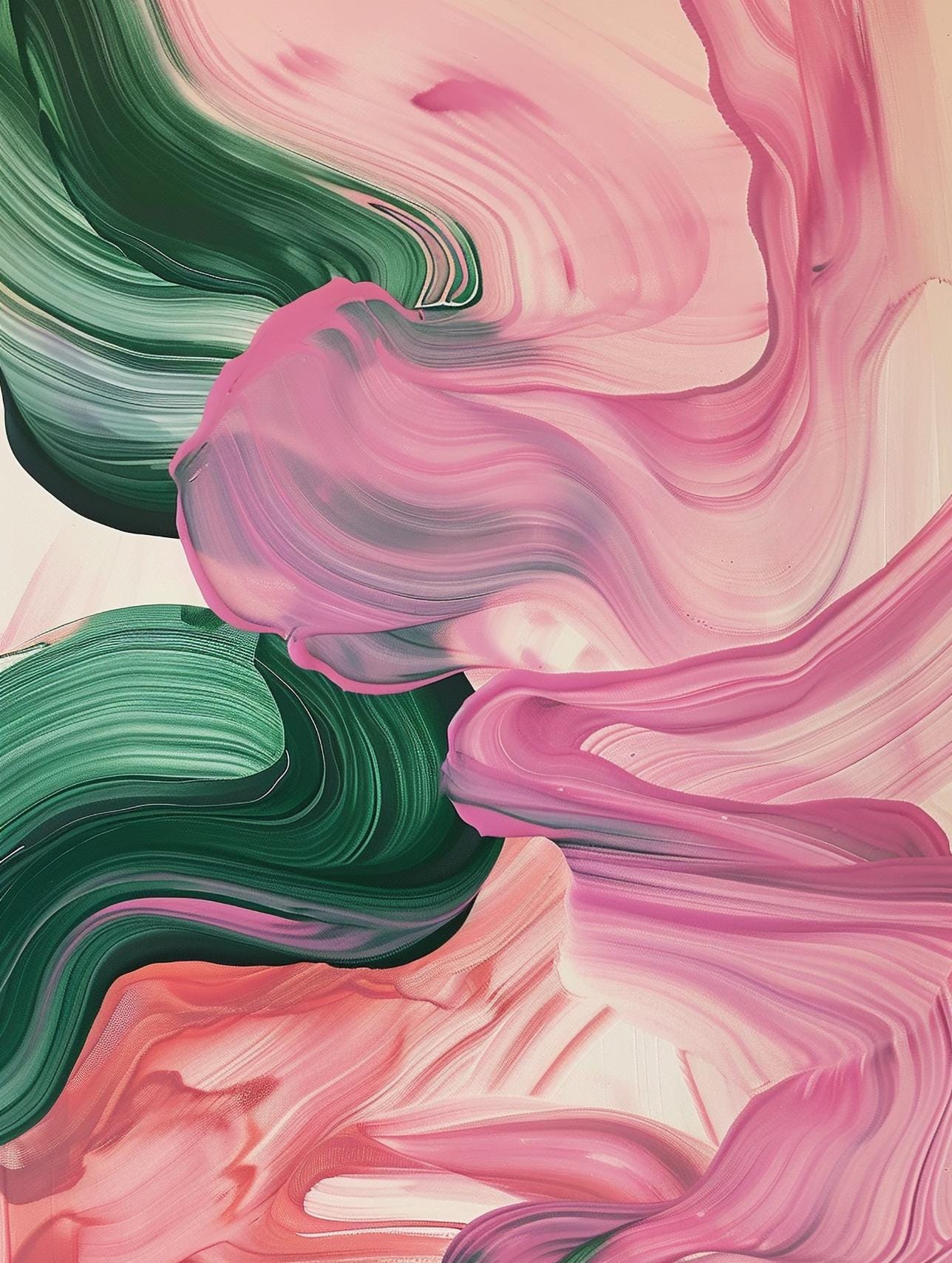 Texture Brushstroke ink Pink Green Abstract Wall Art, Modern Brushstroke Canvas Painting