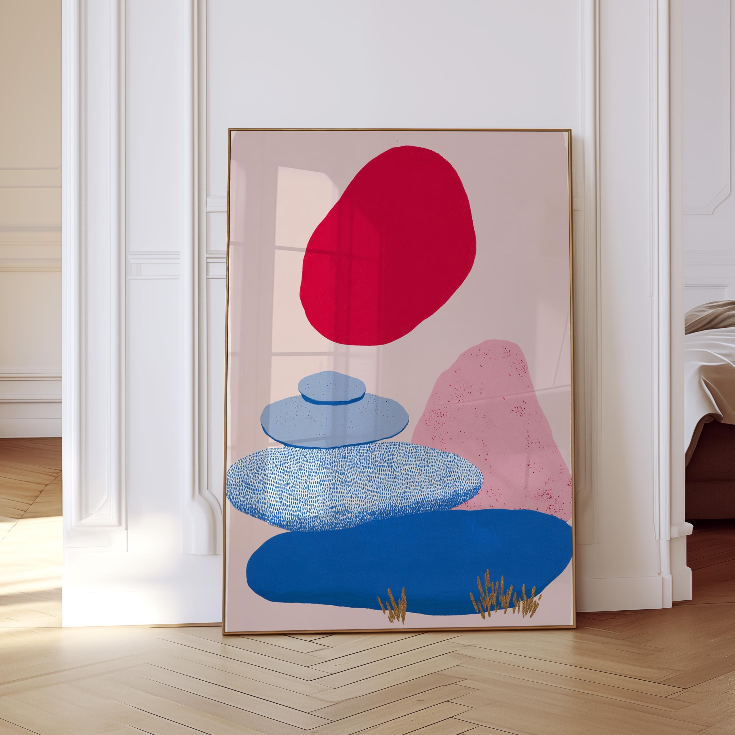 Red Sky Cloud Abstract Art Print - Modern Minimalist Decor