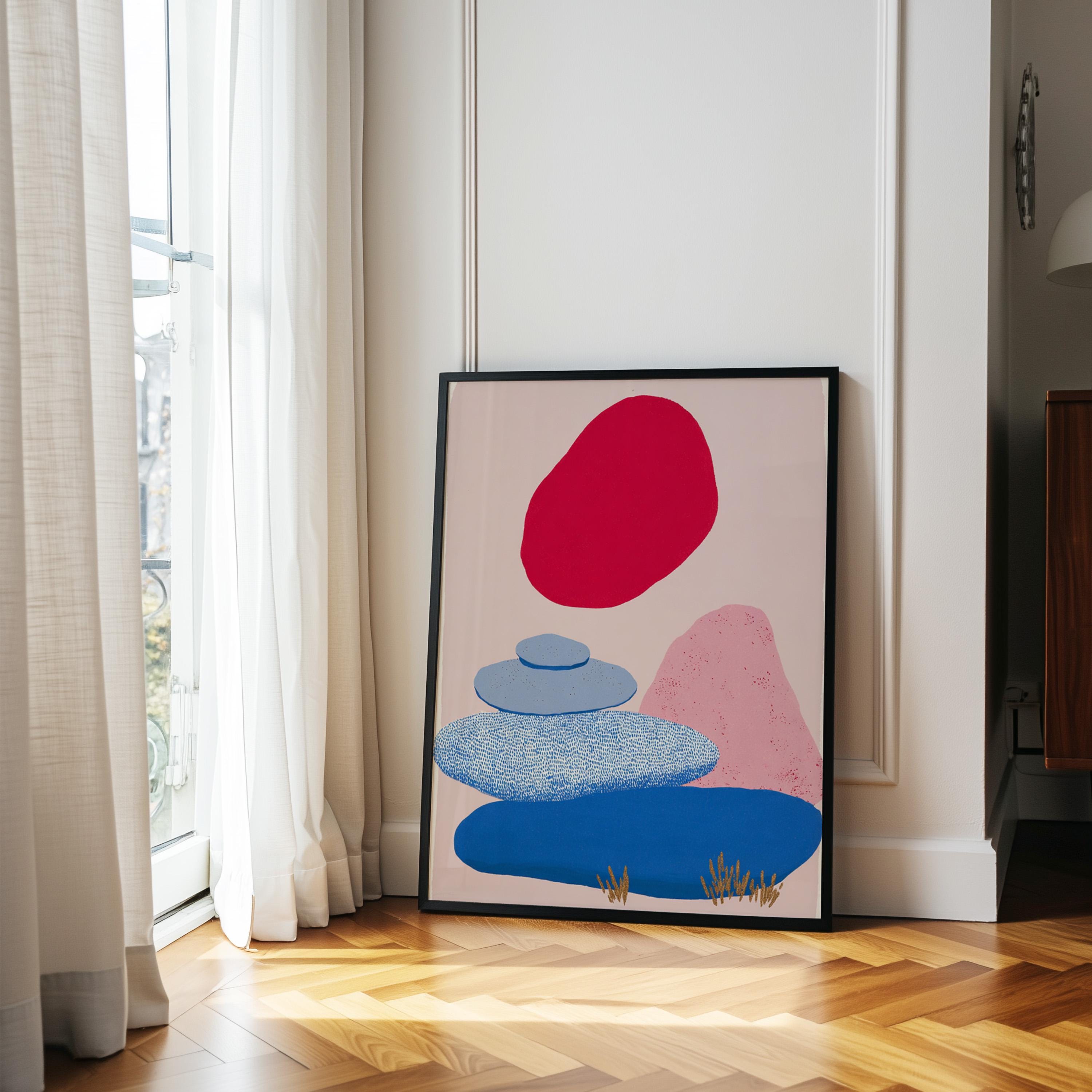 Red Sky Cloud Abstract Art Print - Modern Minimalist Decor