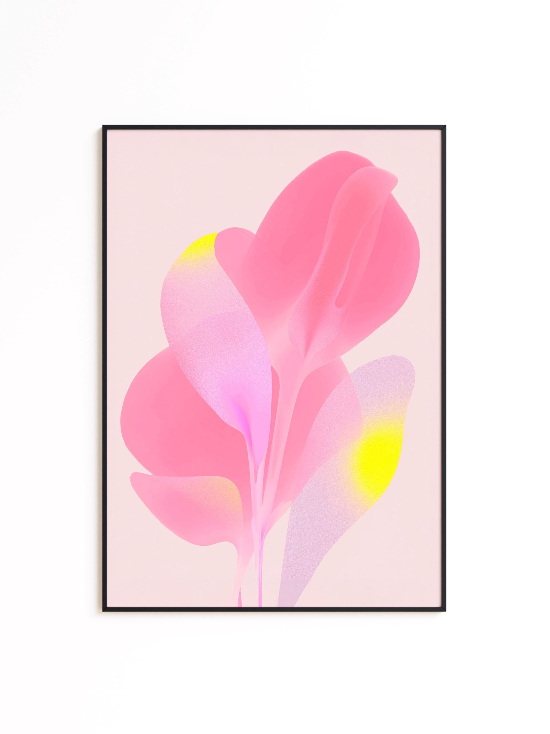 Soft Pink Abstract Floral Wall Art, Minimal Pastel Flower Print, Modern Feminine Decor
