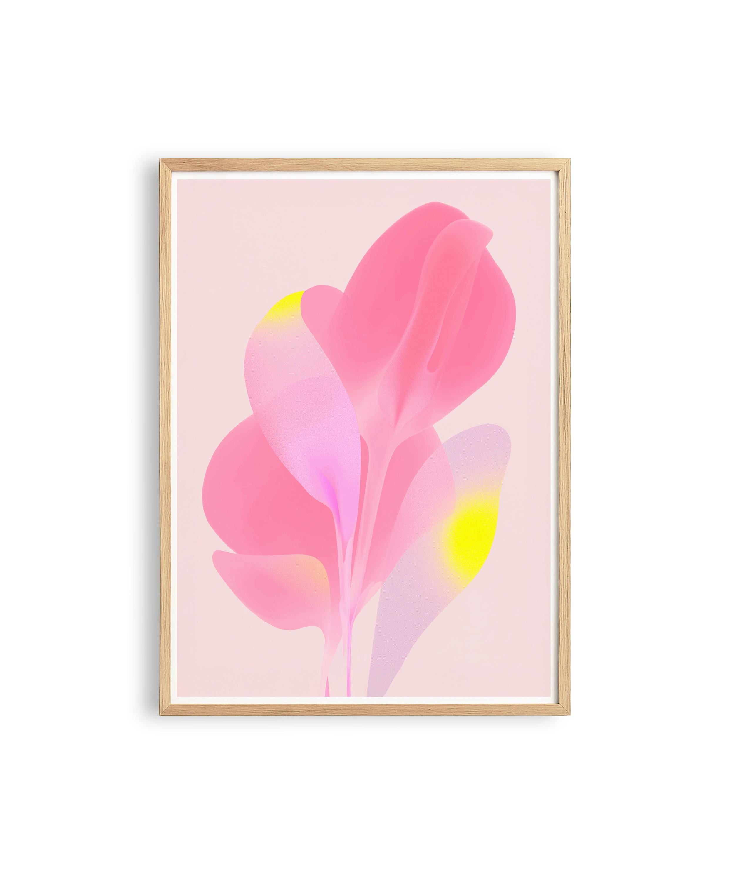 Soft Pink Abstract Floral Wall Art, Minimal Pastel Flower Print, Modern Feminine Decor