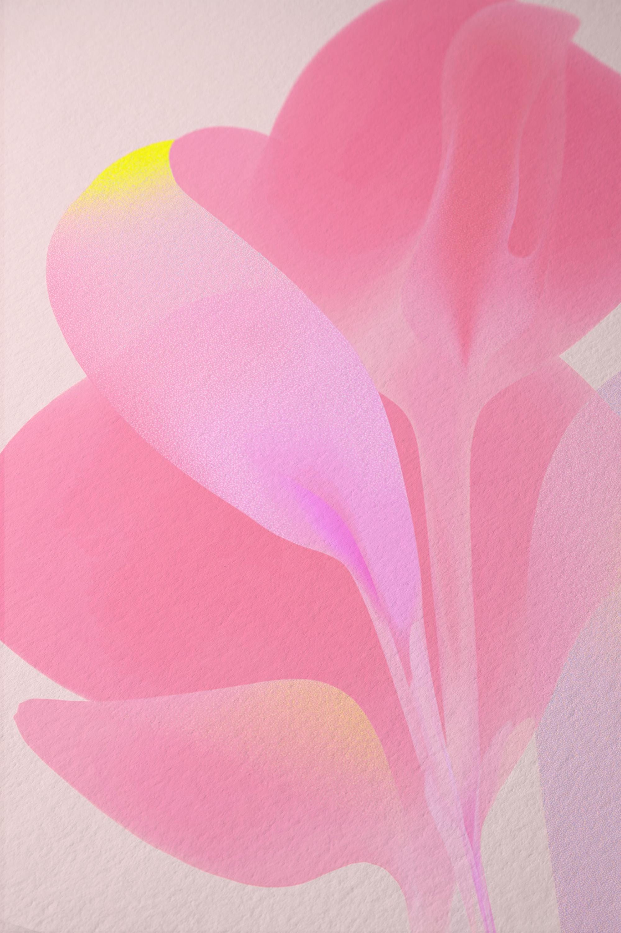 Soft Pink Abstract Floral Wall Art, Minimal Pastel Flower Print, Modern Feminine Decor