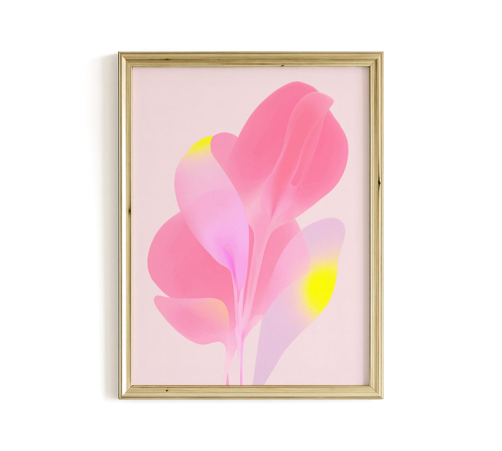Soft Pink Abstract Floral Wall Art, Minimal Pastel Flower Print, Modern Feminine Decor