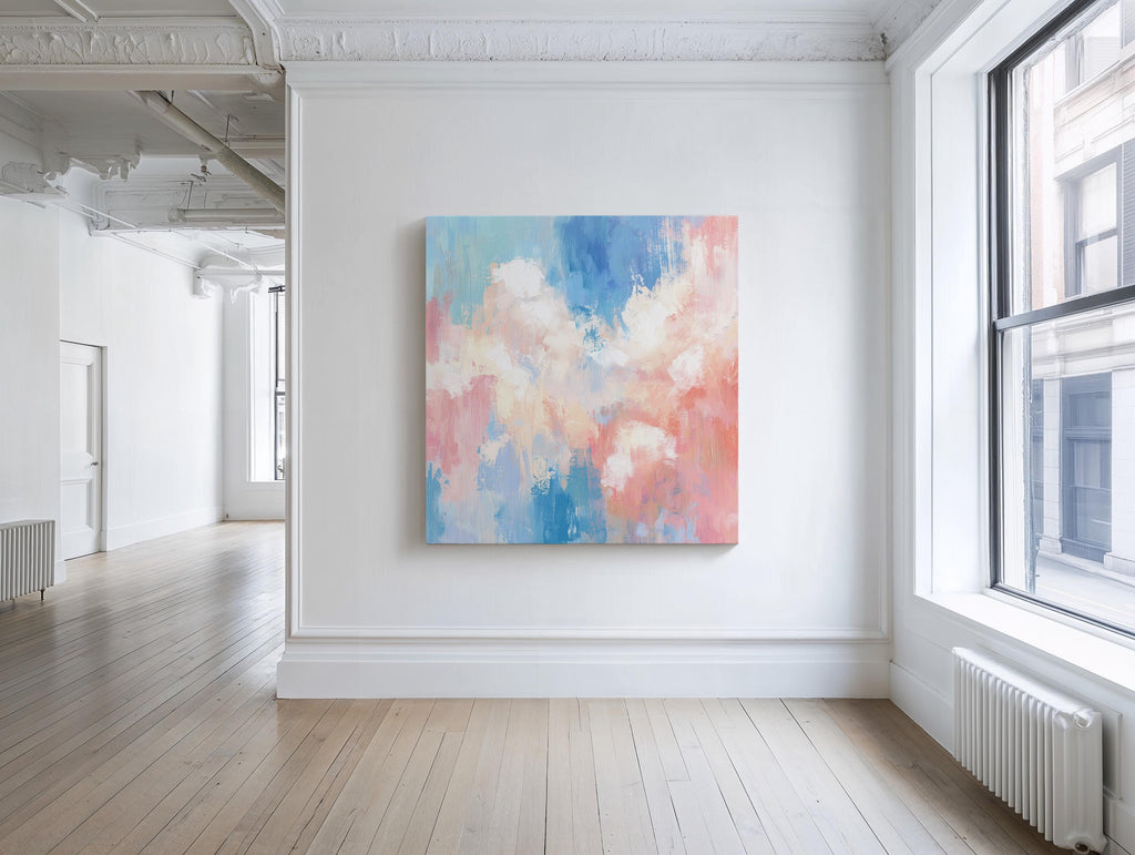 Pastel Abstract Prints, Blue Pink Modern Art Print