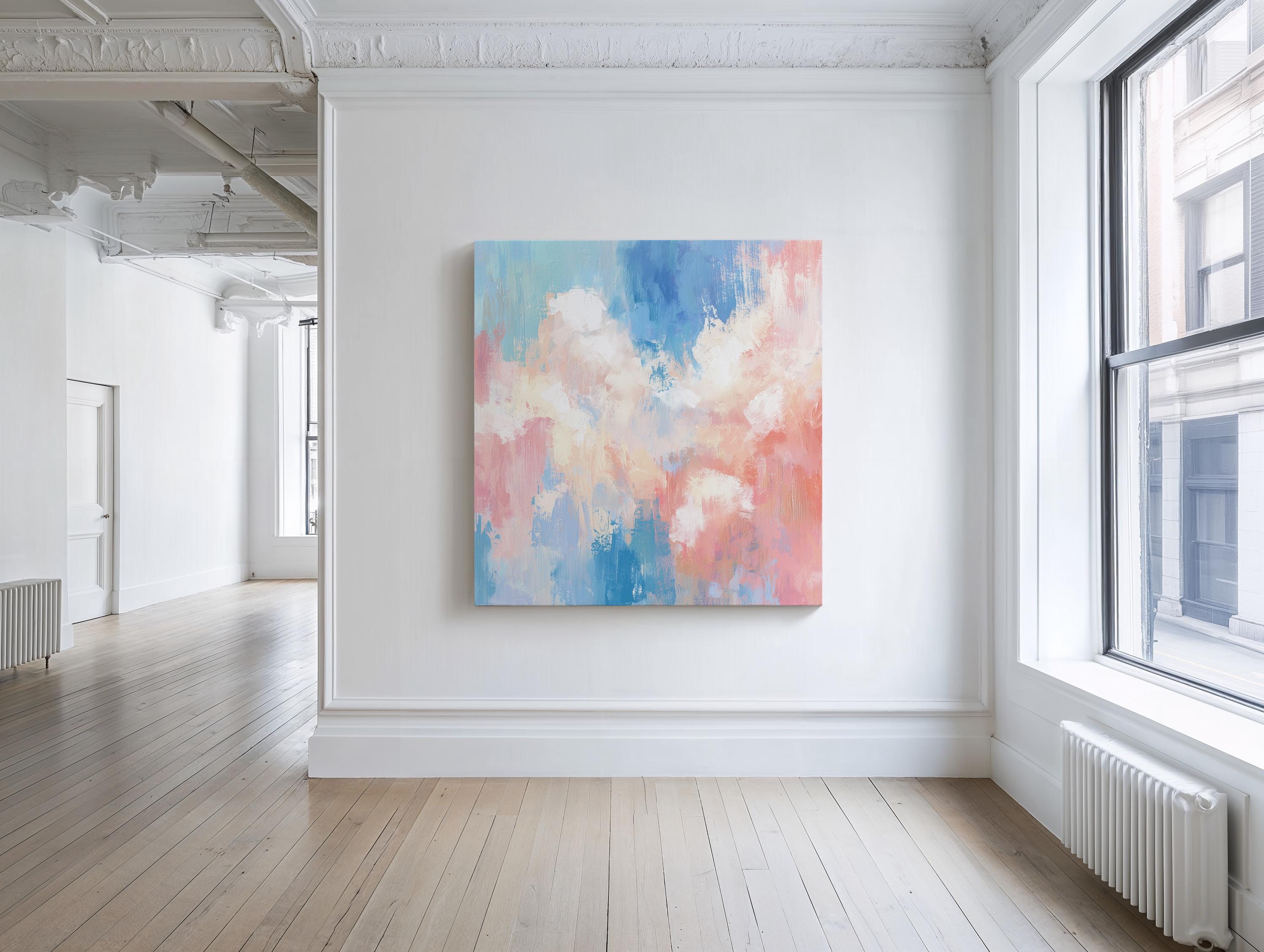 Pastel Abstract Prints, Blue Pink Modern Art Print