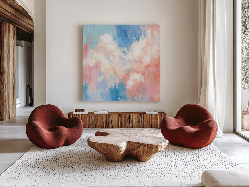 Pastel Abstract Prints, Blue Pink Modern Art Print