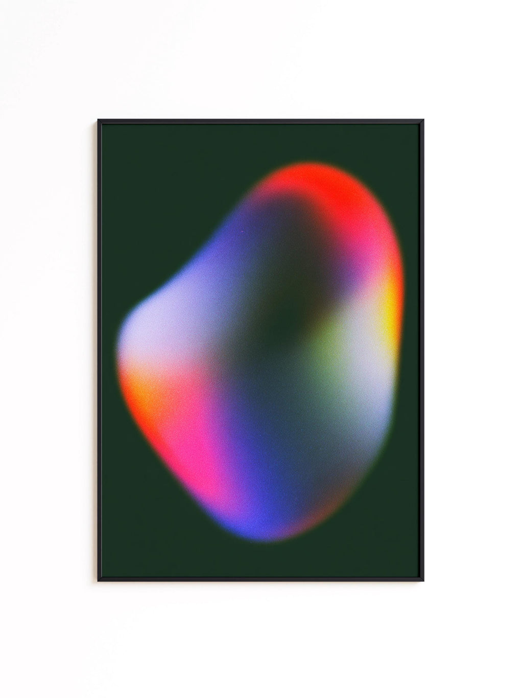 Emerald Green Aura Poster, Moody Gradient Abstract Canvas Print, Dark Navy Decor