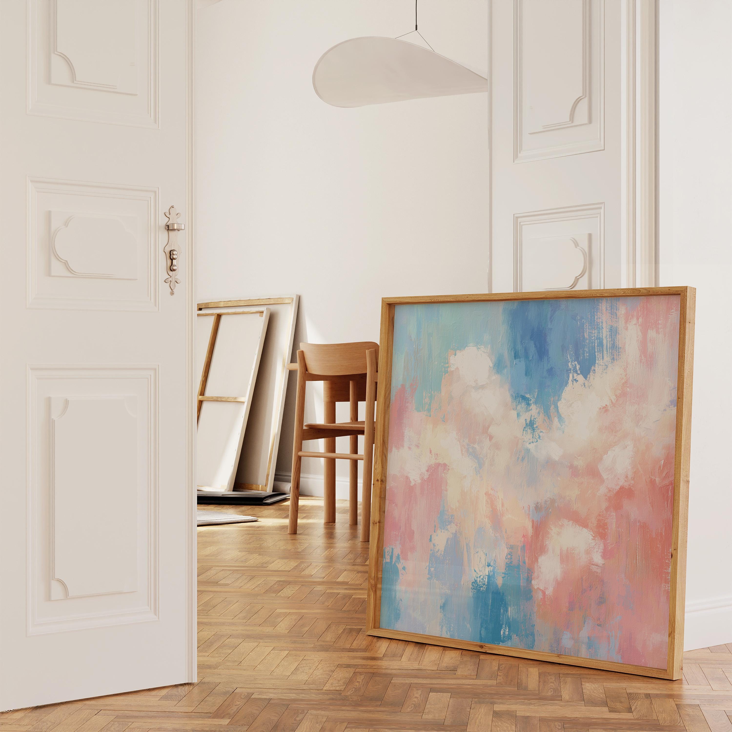 Pastel Abstract Prints, Blue Pink Modern Art Print