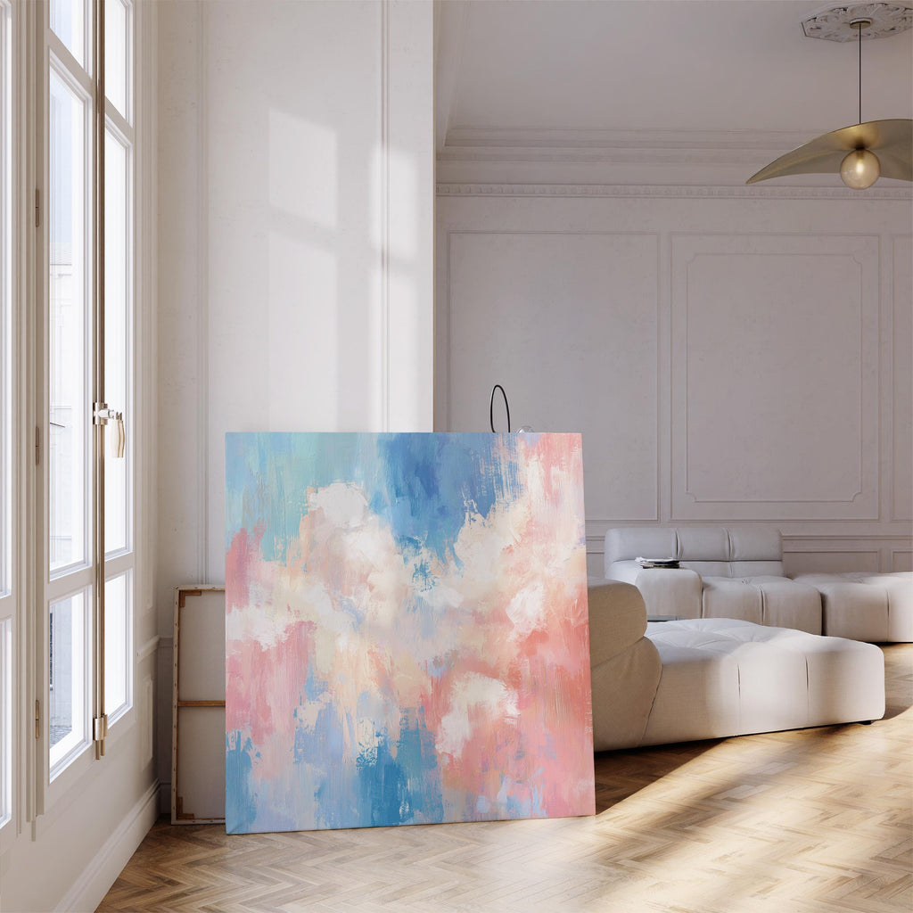 Pastel Abstract Prints, Blue Pink Modern Art Print