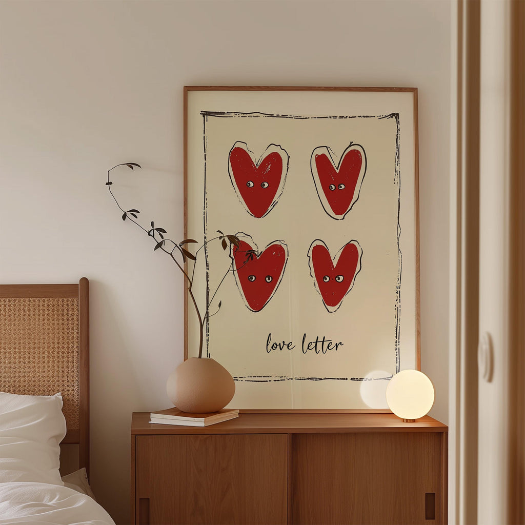 Love Letter Heart Art Print for Romantic Wall Decor