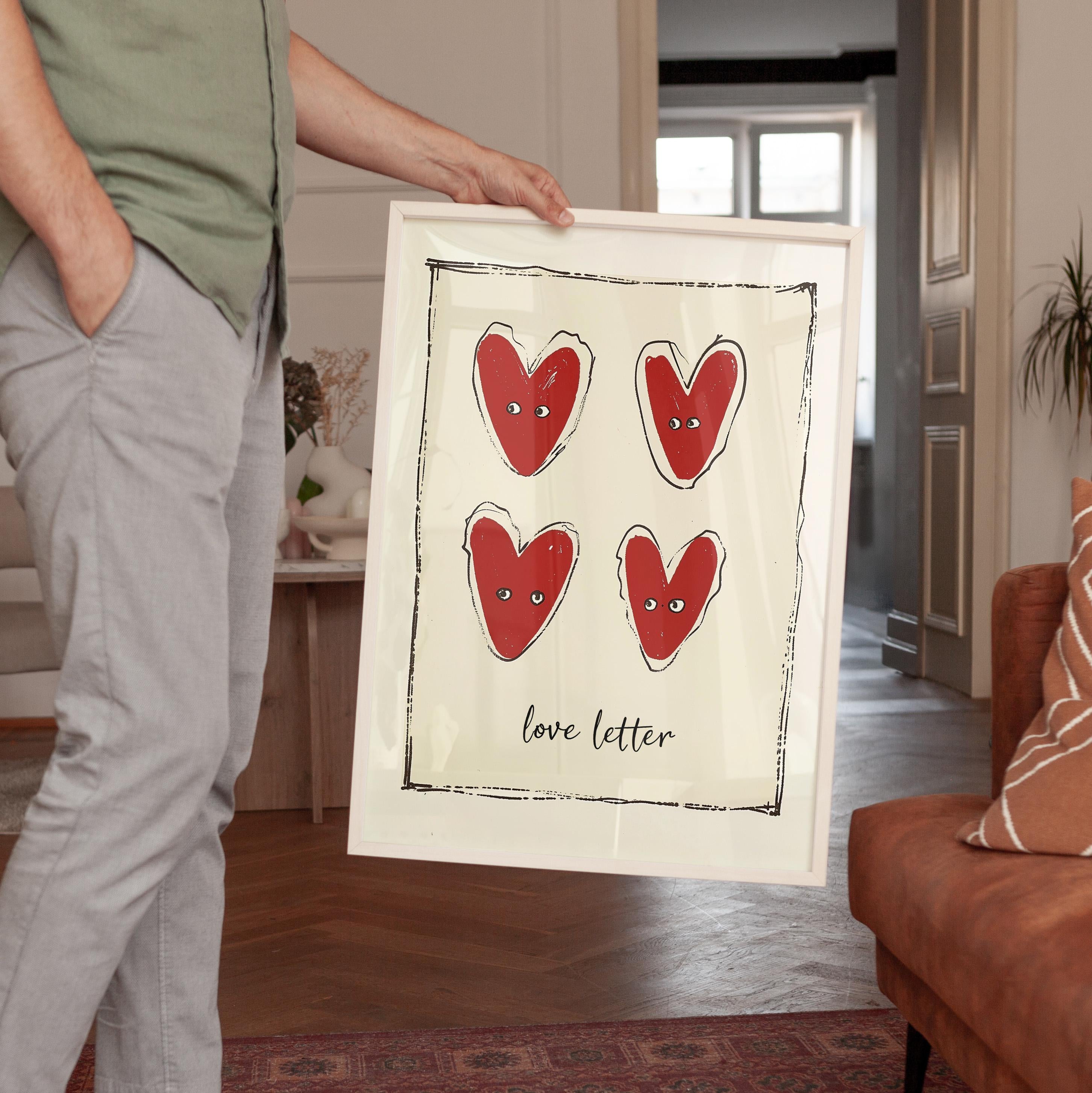 Love Letter Heart Art Print for Romantic Wall Decor