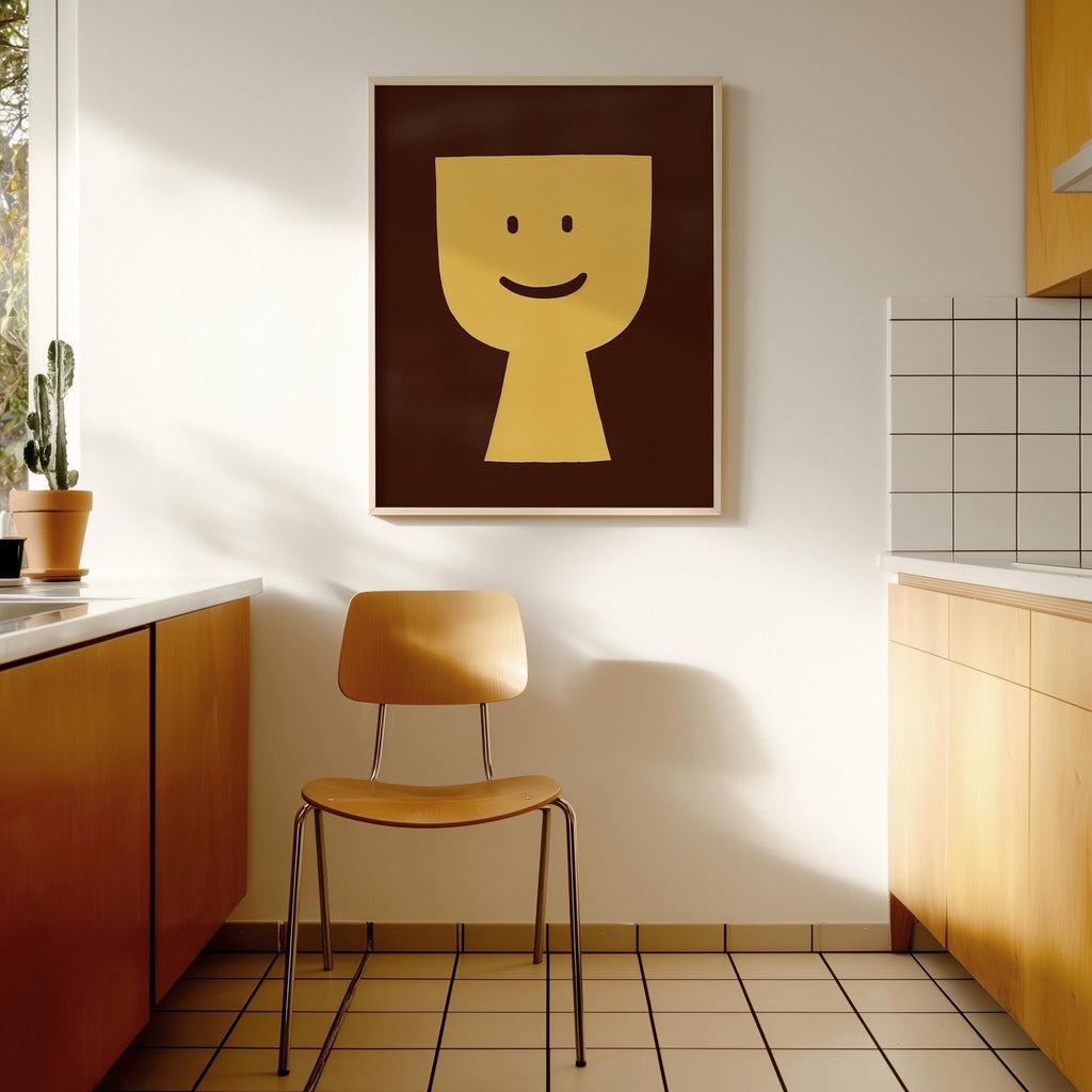 Minimal Happy Face Art Print for Playful Modern Decor