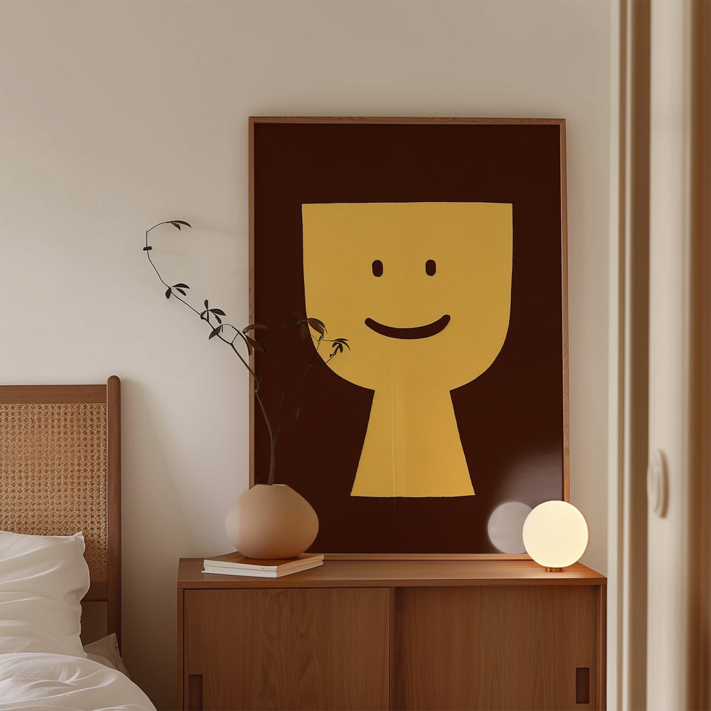 Minimal Happy Face Art Print for Playful Modern Decor